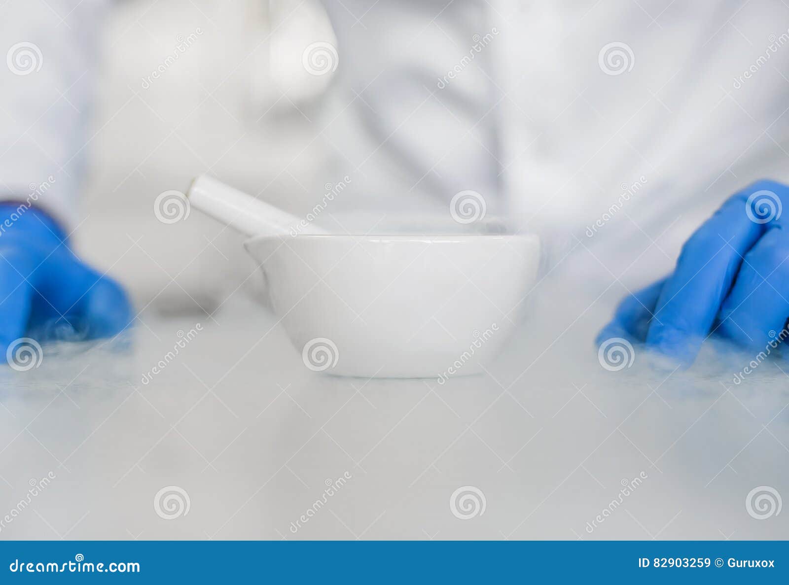 Chemist Performs an Experiment with Liquid Nitrogen Stock Image Image