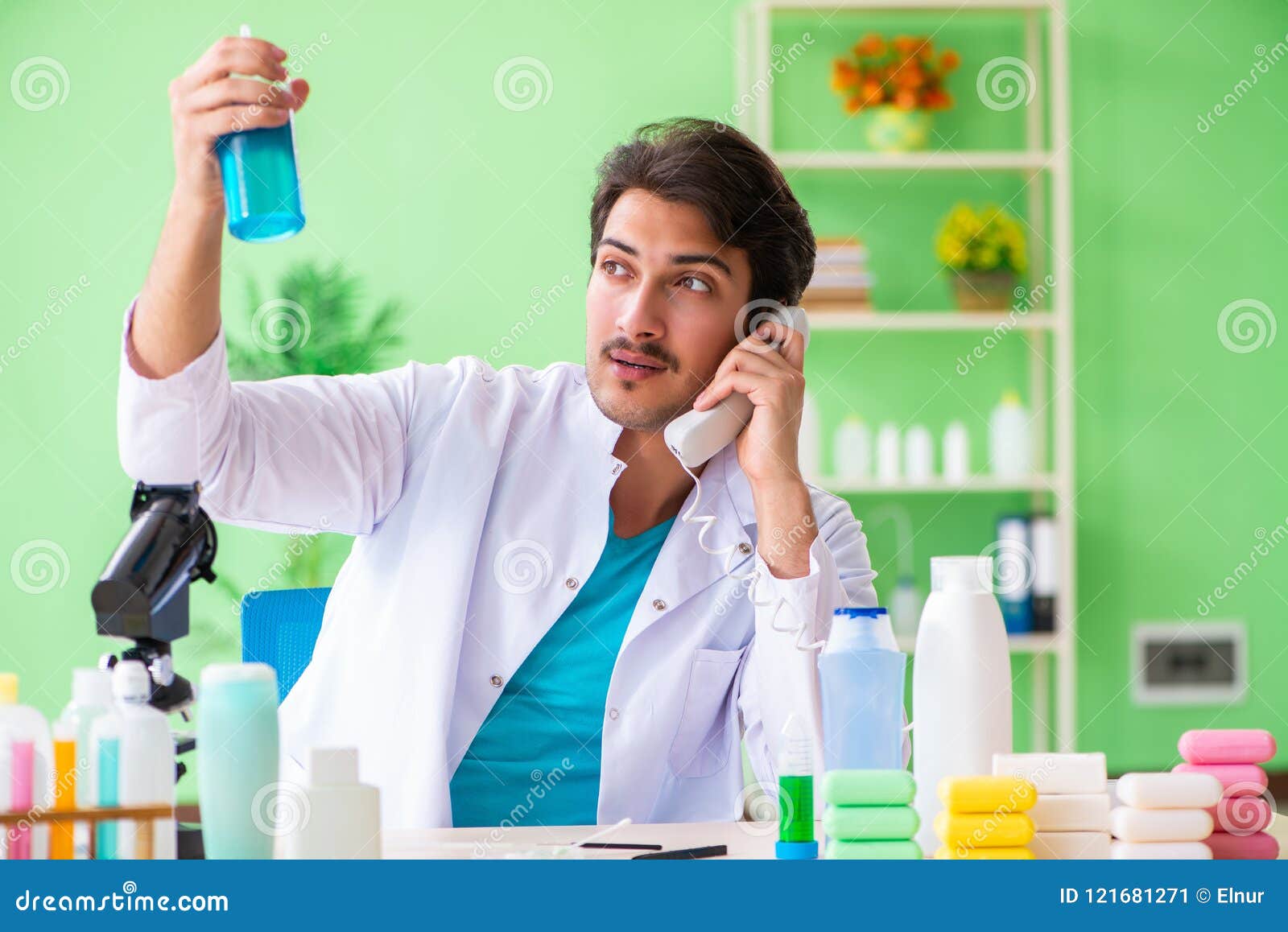 The Chemist Testing Soap in the Lab Stock Image Image of glassware