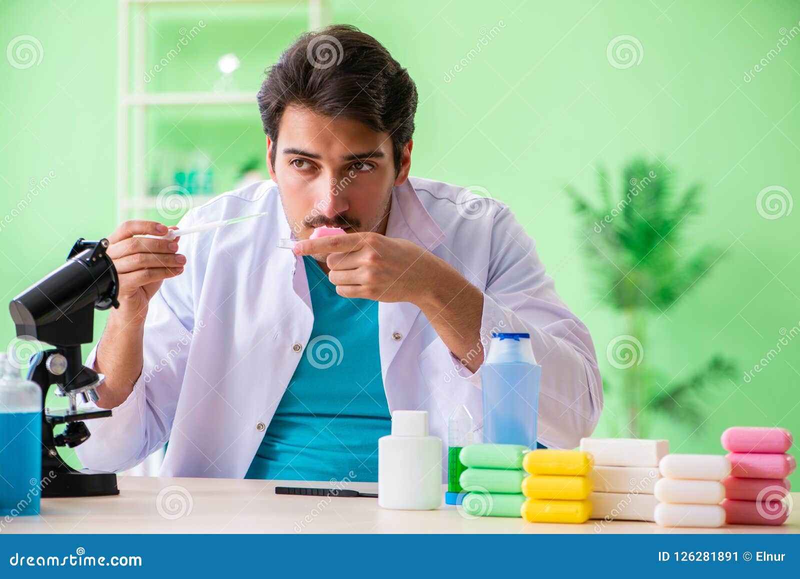 The Chemist Testing Soap in the Lab Stock Image Image of chemical