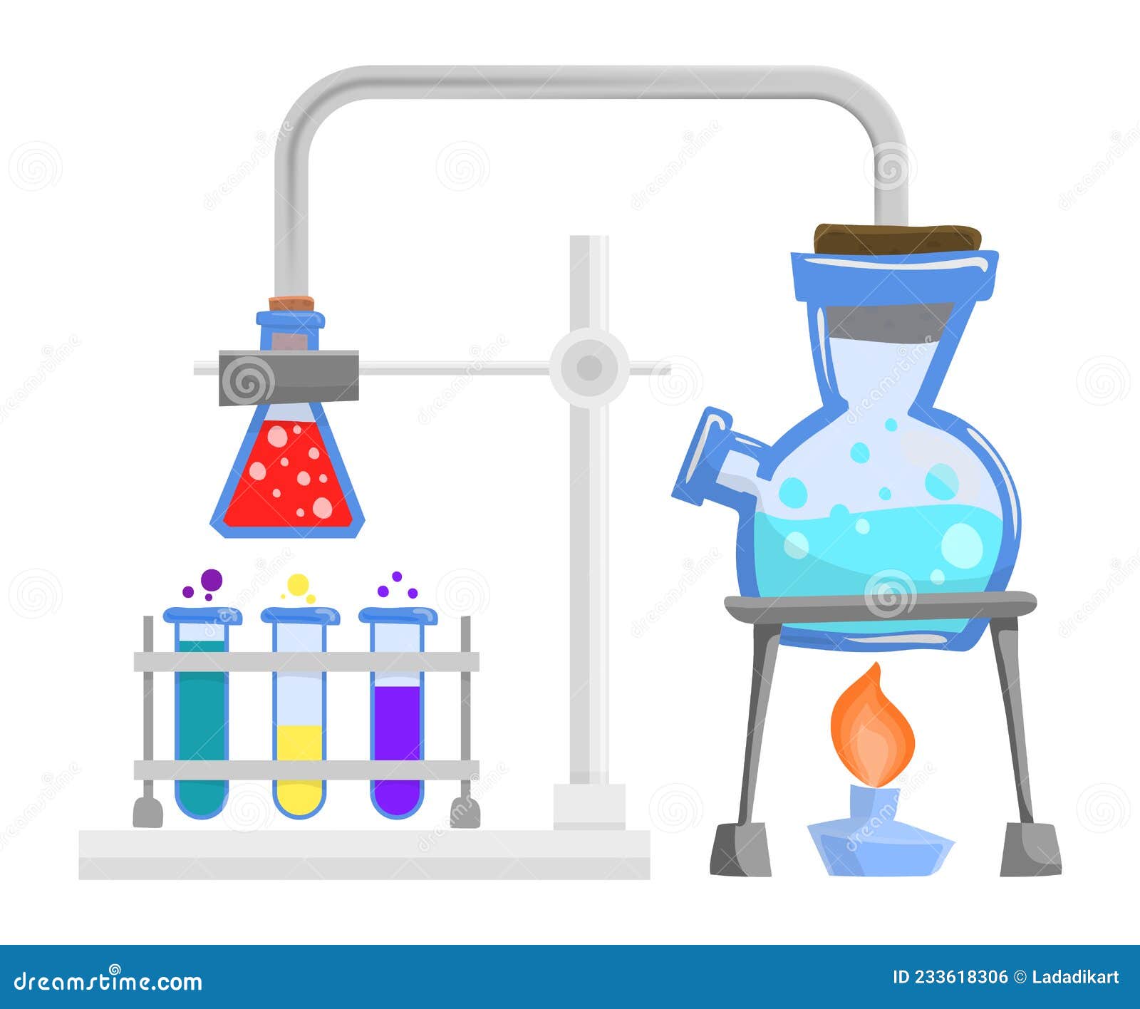 Chemistry Concept. Cartoon Flasks and Beaker Stock Vector ...