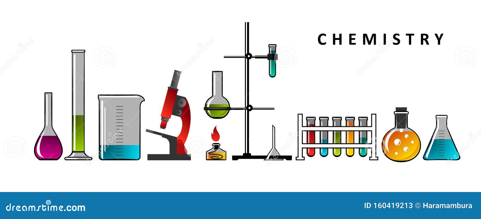 Chemistry. Formulas of Chemical Elements, Molecules, Instruments Stock ...