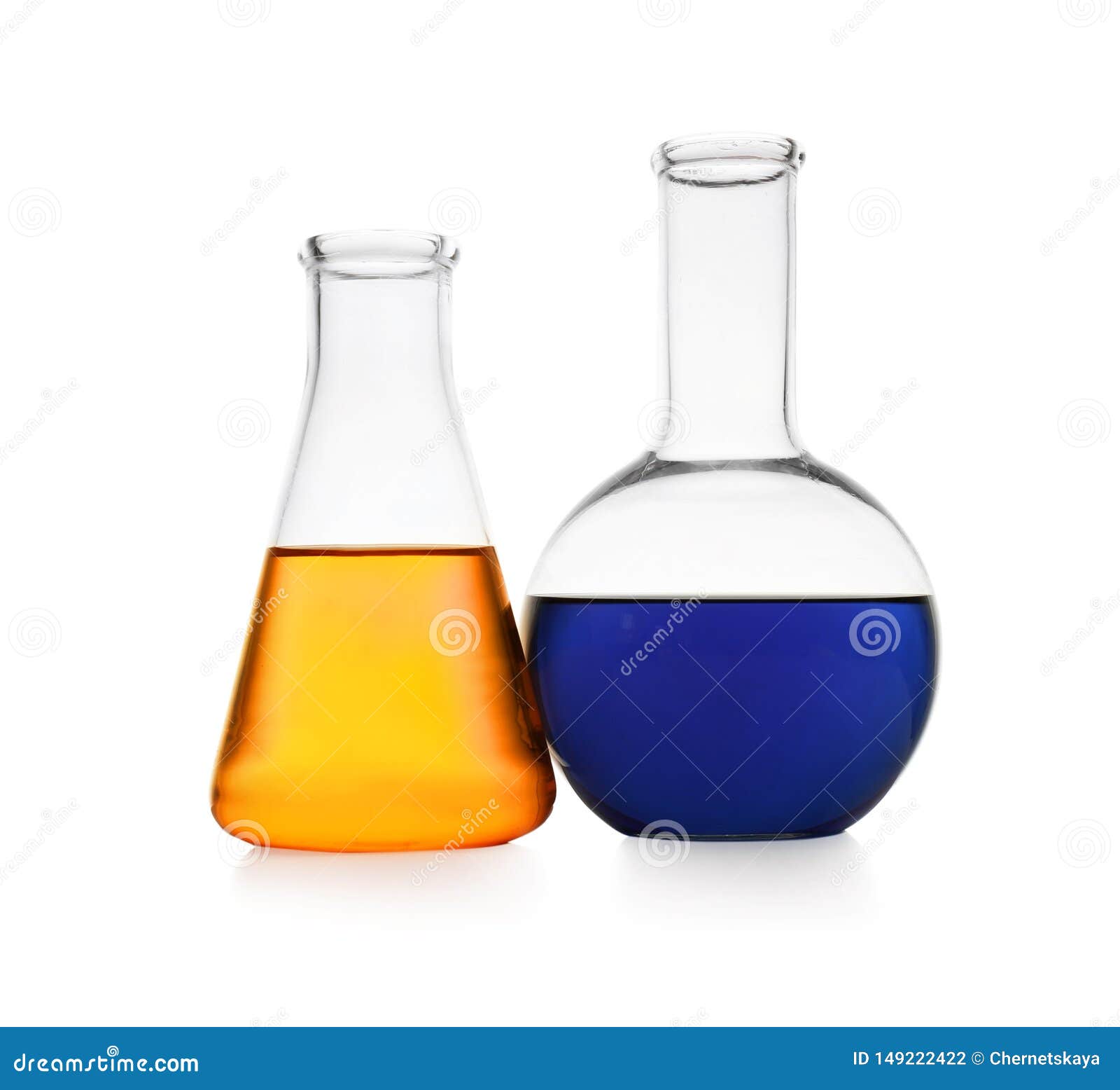 Chemistry Glassware with Color Samples Stock Photo Image of container