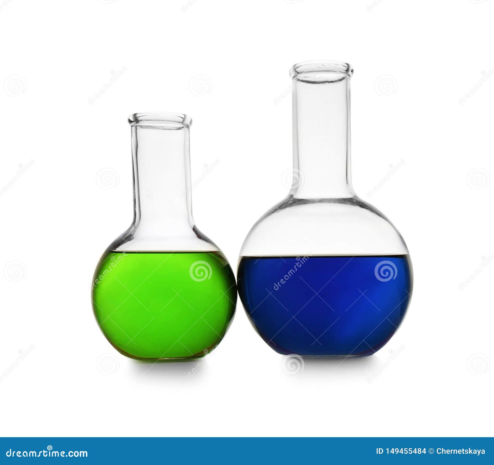 Chemistry Glassware with Color Samples Isolated Stock Photo Image of