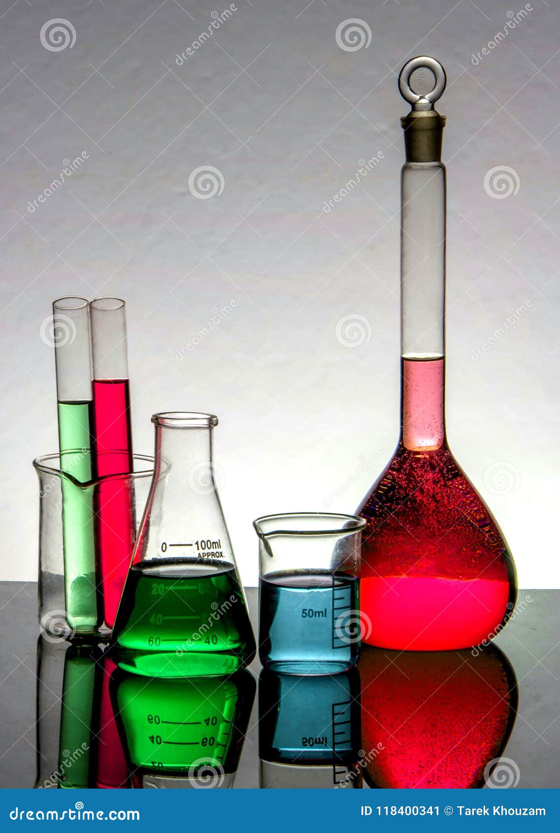 Conical And Volumetric Glass Flask With Microscope And Science ...