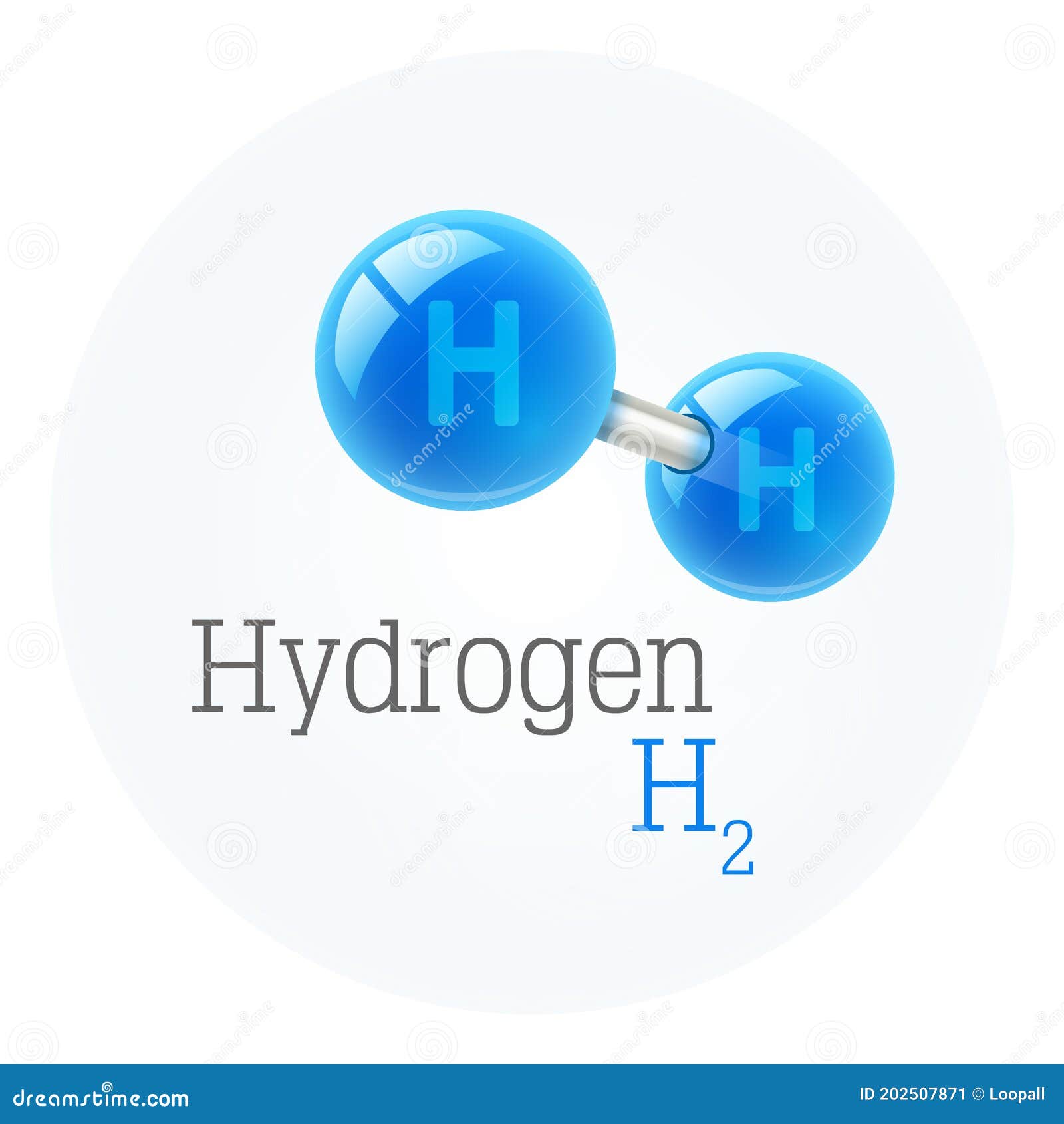 Chemistry Model of Hydrogen Molecule Scientific Elements. Illustration
