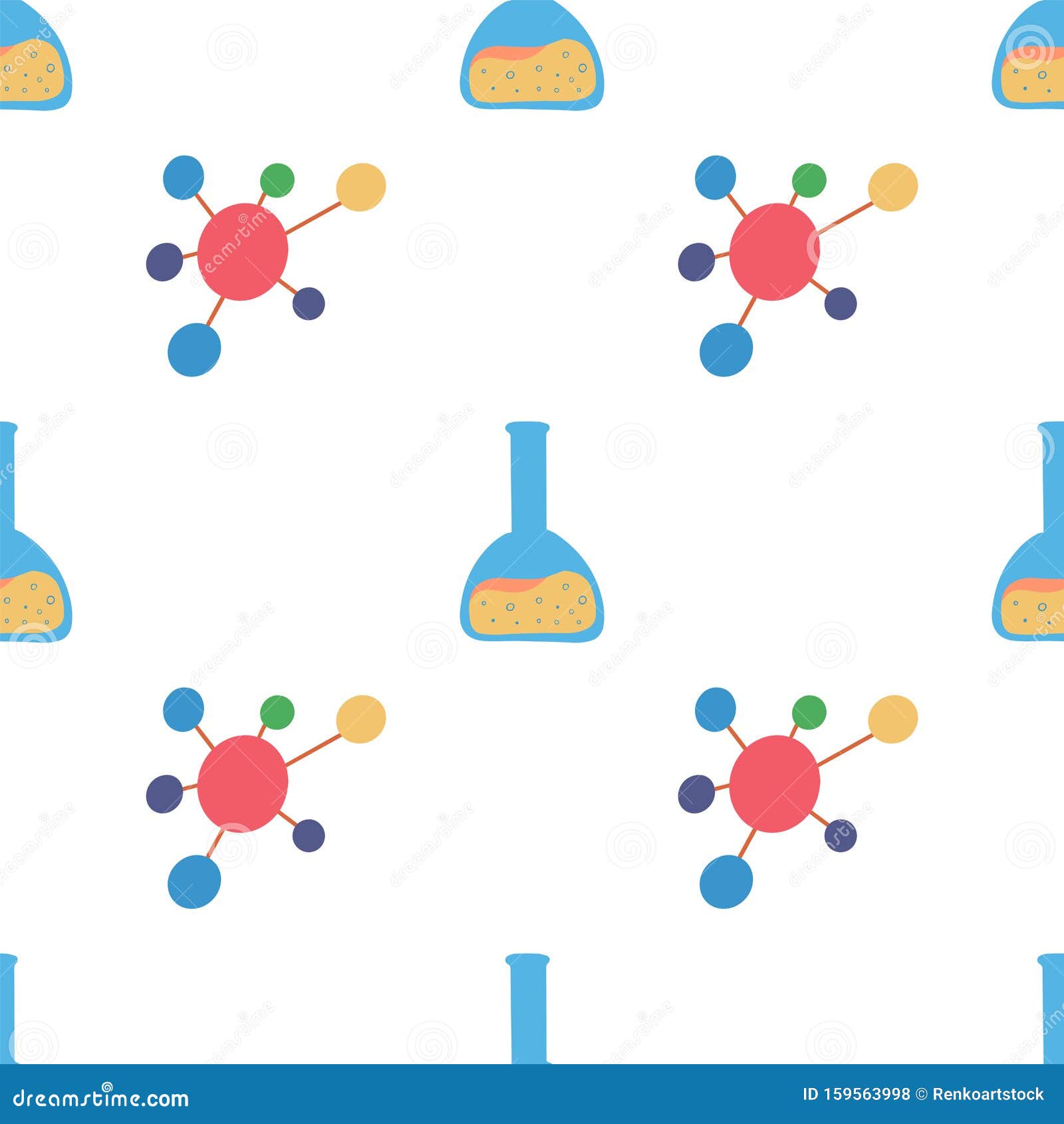 Chemistry Seamless Pattern Molecule and Flas Stock Vector - Illustration of  atom, backdrop: 159563998