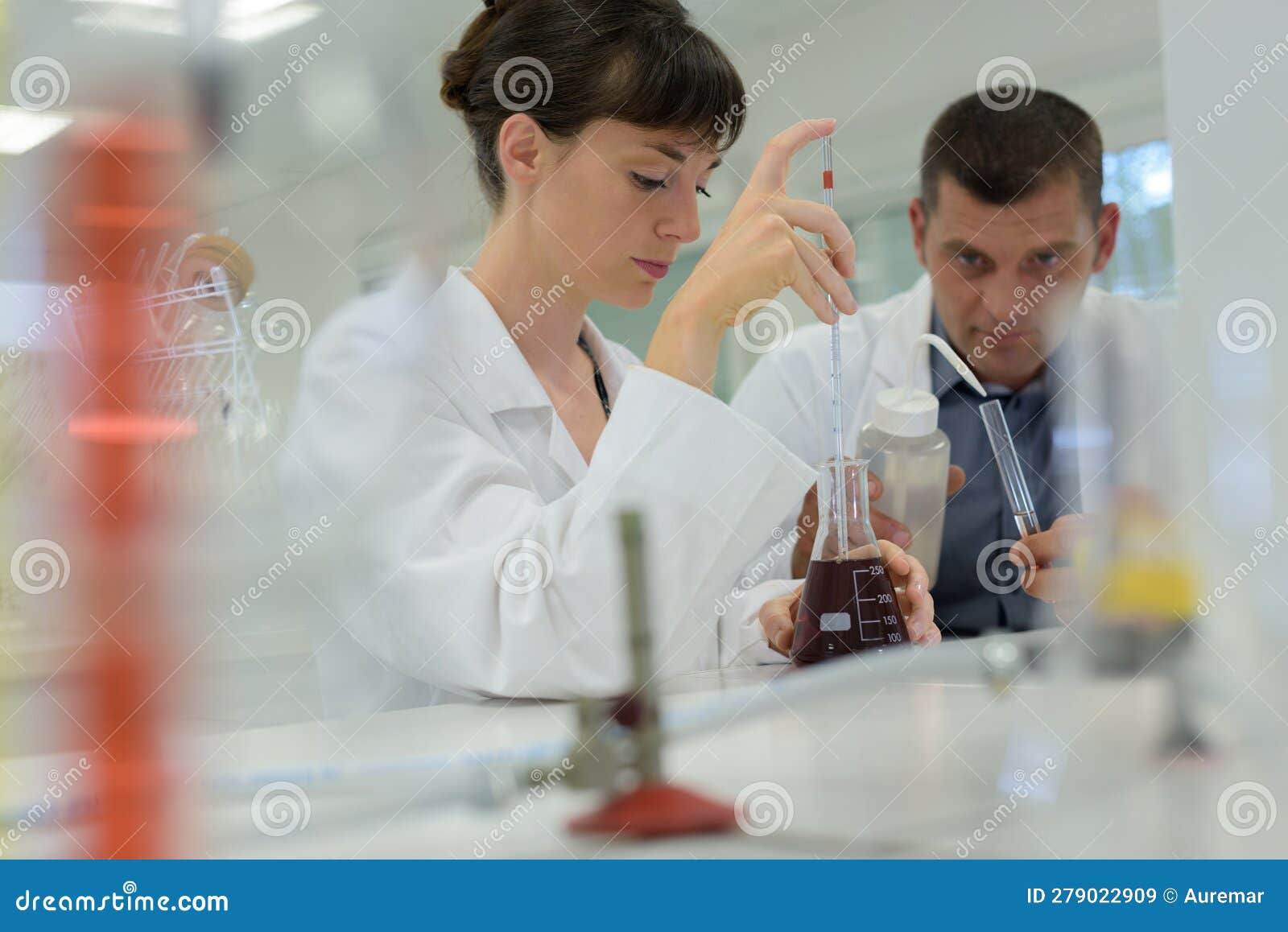 Chemists Running Blood Tests in Laboratory Stock Image Image of clean