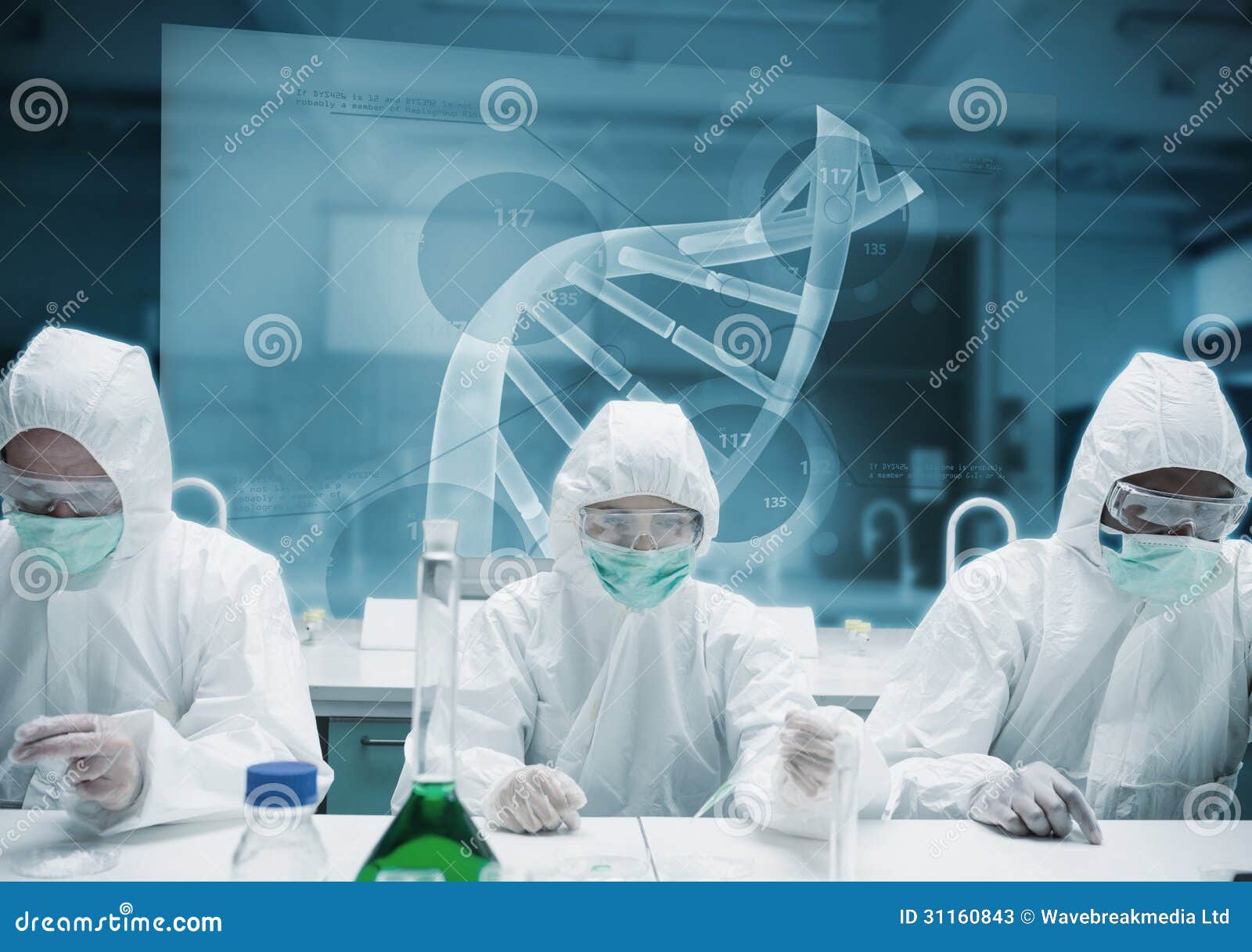 Chemists Working In The Lab With Futuristic Interface