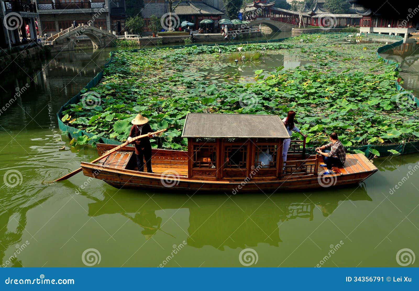 Chengdu, China: Boat At Long Tan Water Village Editorial ...