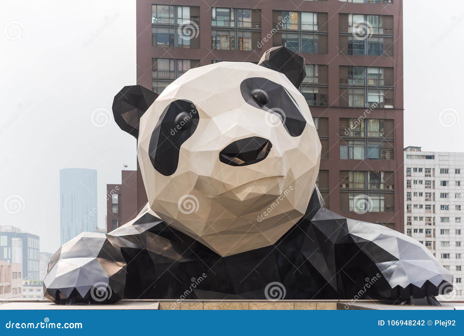 Chengdu Panda Sculpture In Ifs Building Editorial Photography