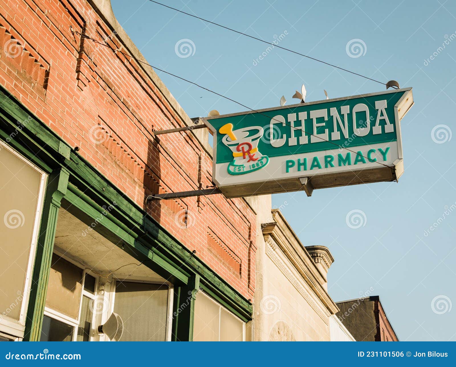 Chenoa Pharmacy Sign, in Chenoa, a Small Town on Route 66 in Illinois
