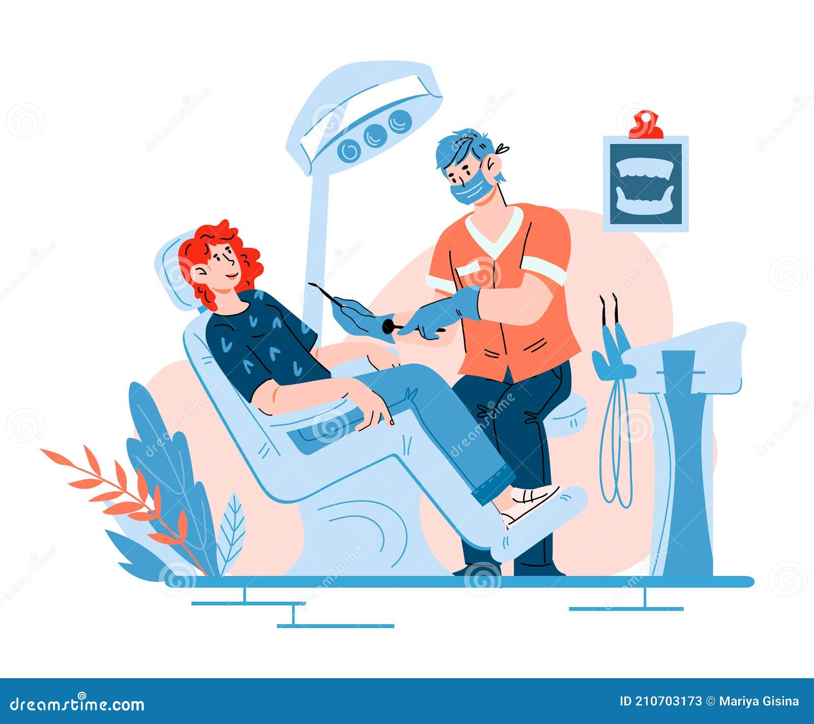 Chequeo De Salud Oral De La Escena Del Dentista Con Paciente Mujer Vector  De Dibujos Animados Aislado. Ilustración del Vector - Ilustración de  equipo, toothache: 210703173