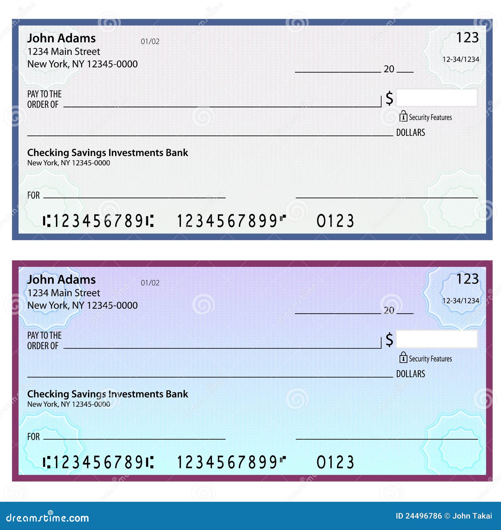 Cheques Personales De La Seguridad De La Filigrana Ilustracion Del