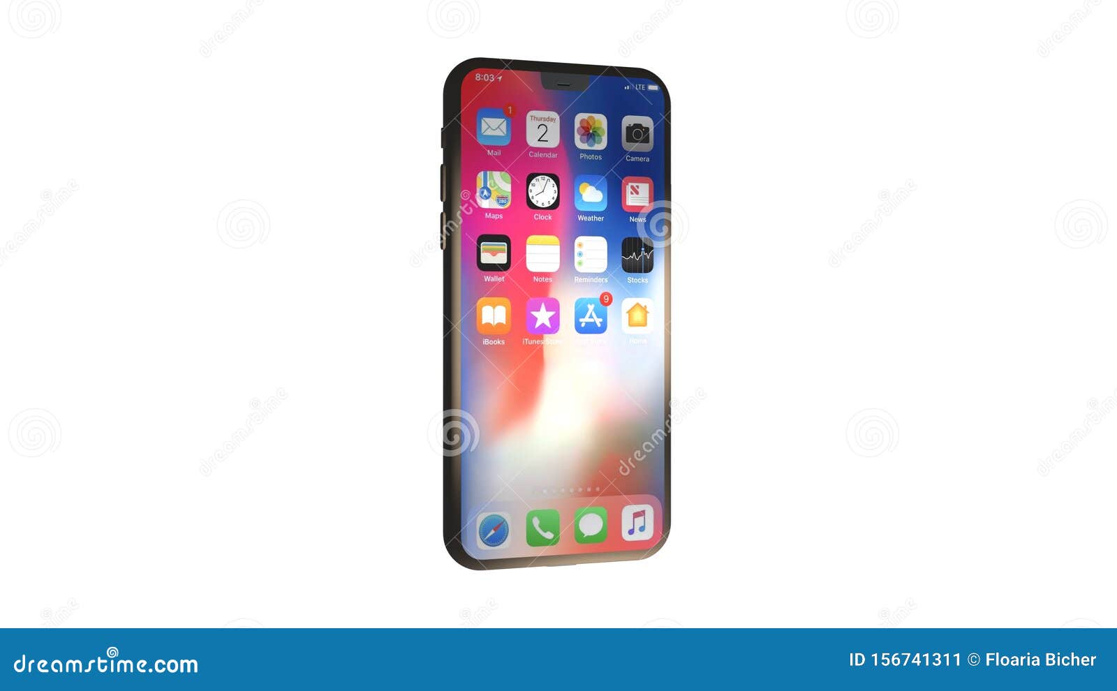 IPhone Front And Back Side Mockup On White Background Stock Image