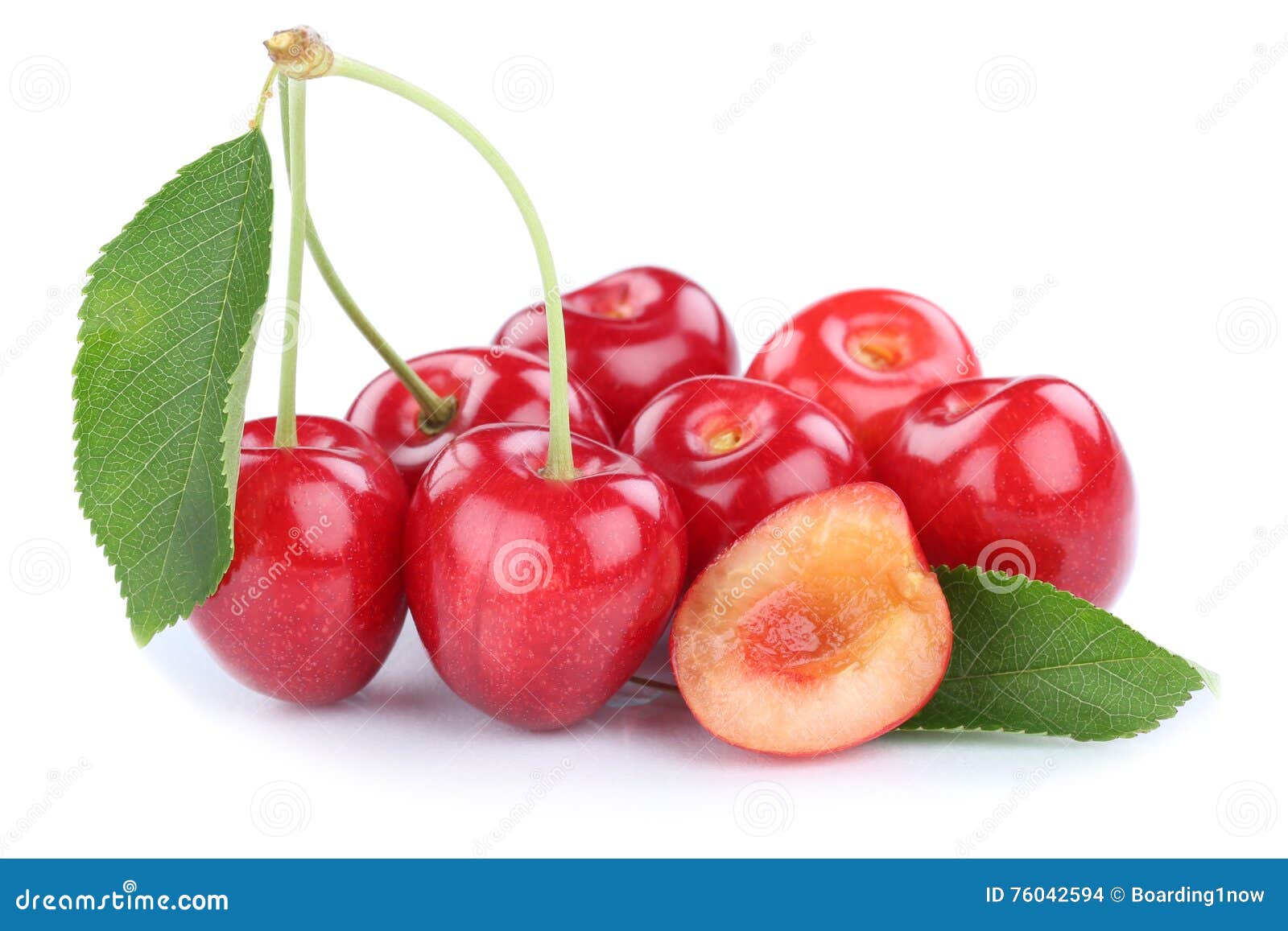 Cherries Cherry Fresh Summer Fruits Fruit Isolated on White Stock Photo