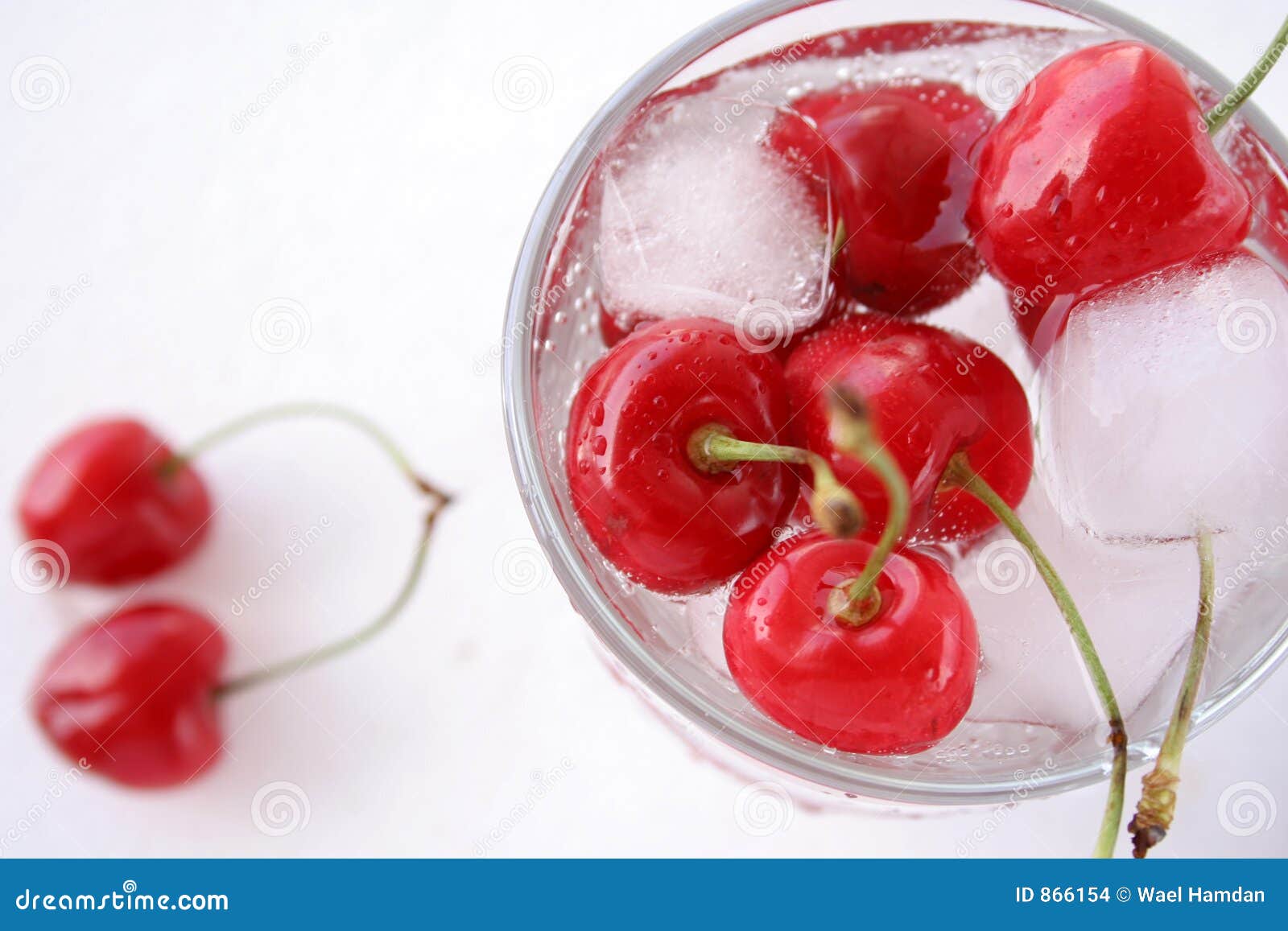 Cherries in glass with ice stock photo. Image of shiny 866154
