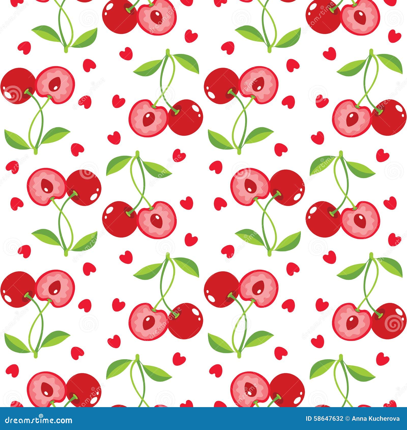 Cherries and Hearts Background Stock Vector Illustration of graphic, love 58647632