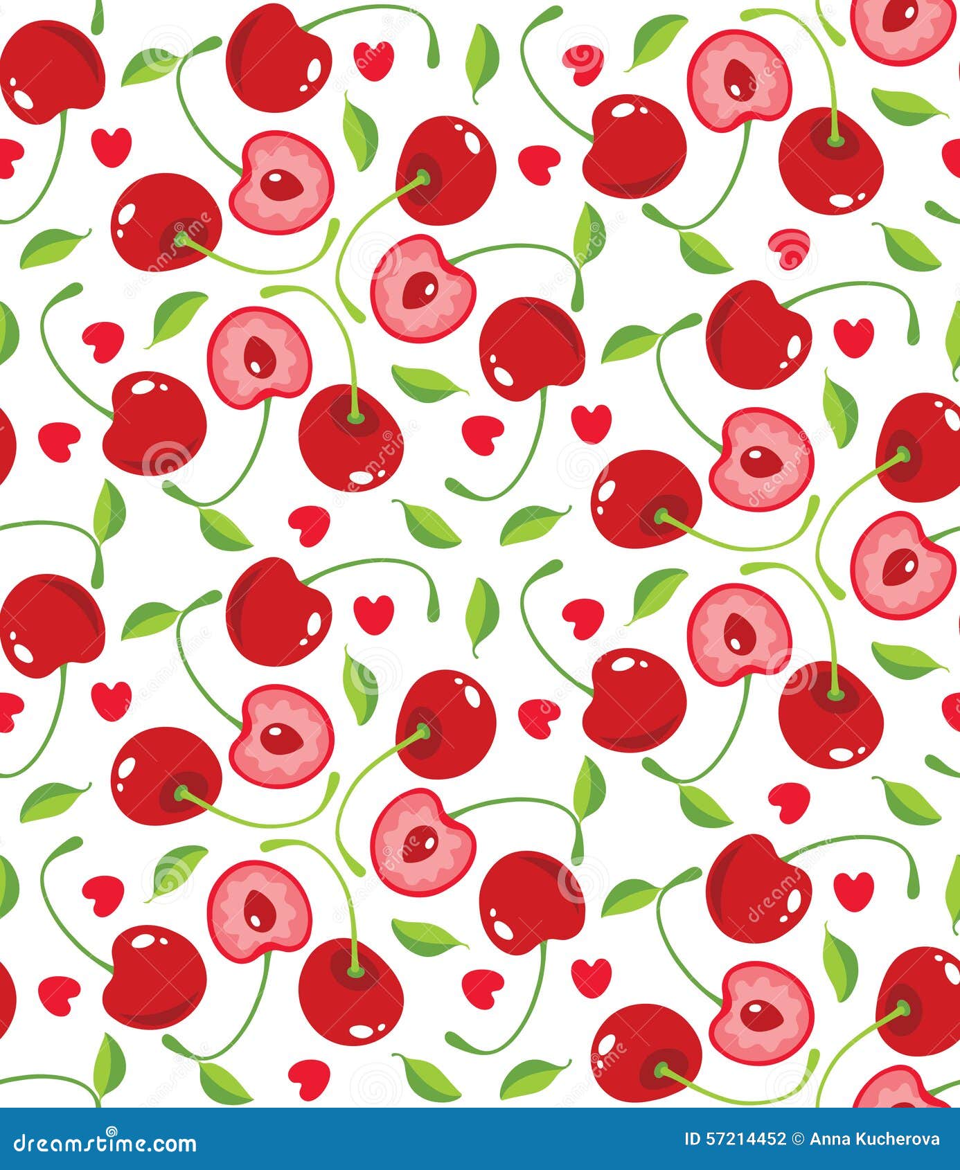 Cherries and Hearts Background Stock Vector Illustration of ornamental, background 57214452