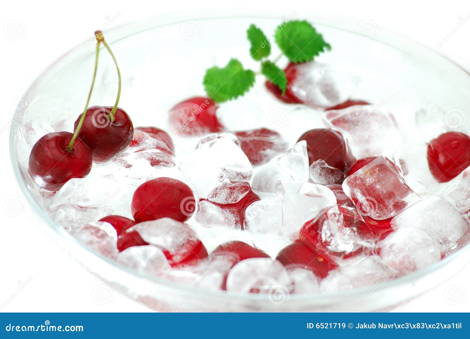 Cherries in ice stock image. Image of stalk, food, berry 6521719
