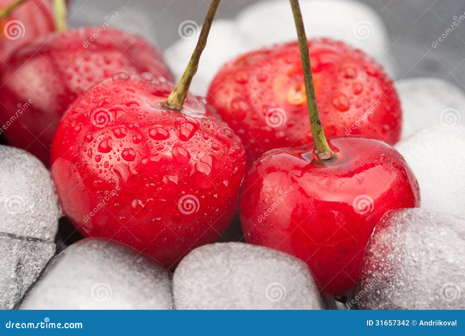 Cherries and ice cubes stock photo. Image of cold, freshness 31657342