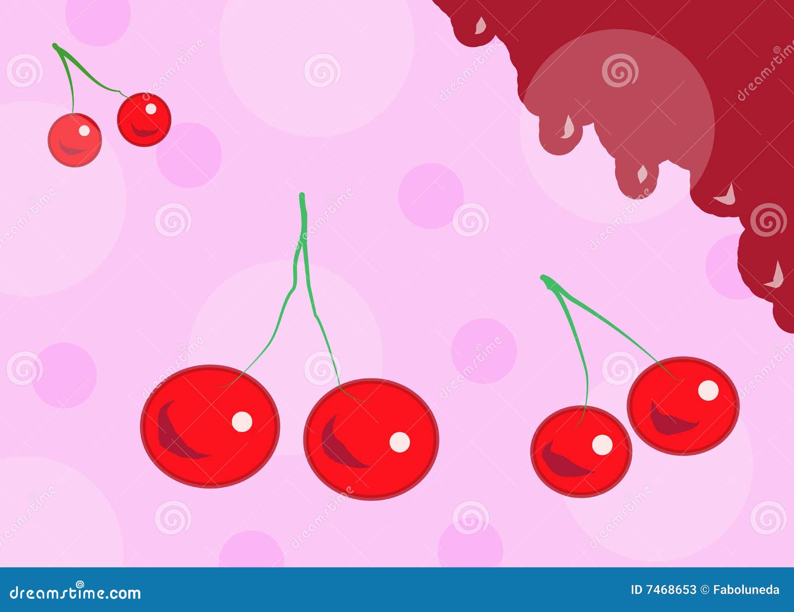 Cherries in Pink stock illustration. Illustration of cherry 7468653