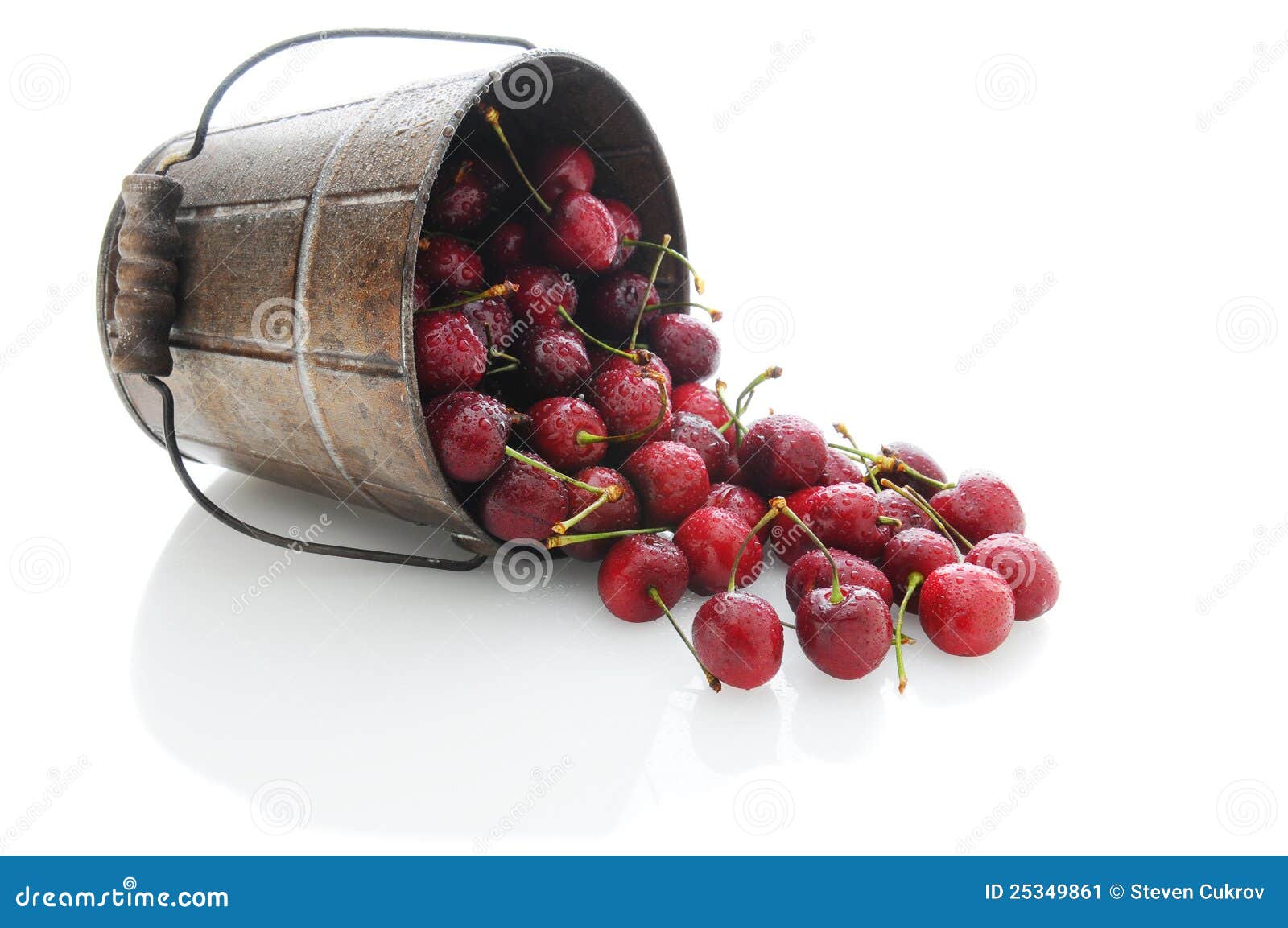Cherries Spilling Out of Bucket Stock Image Image of side, juicy