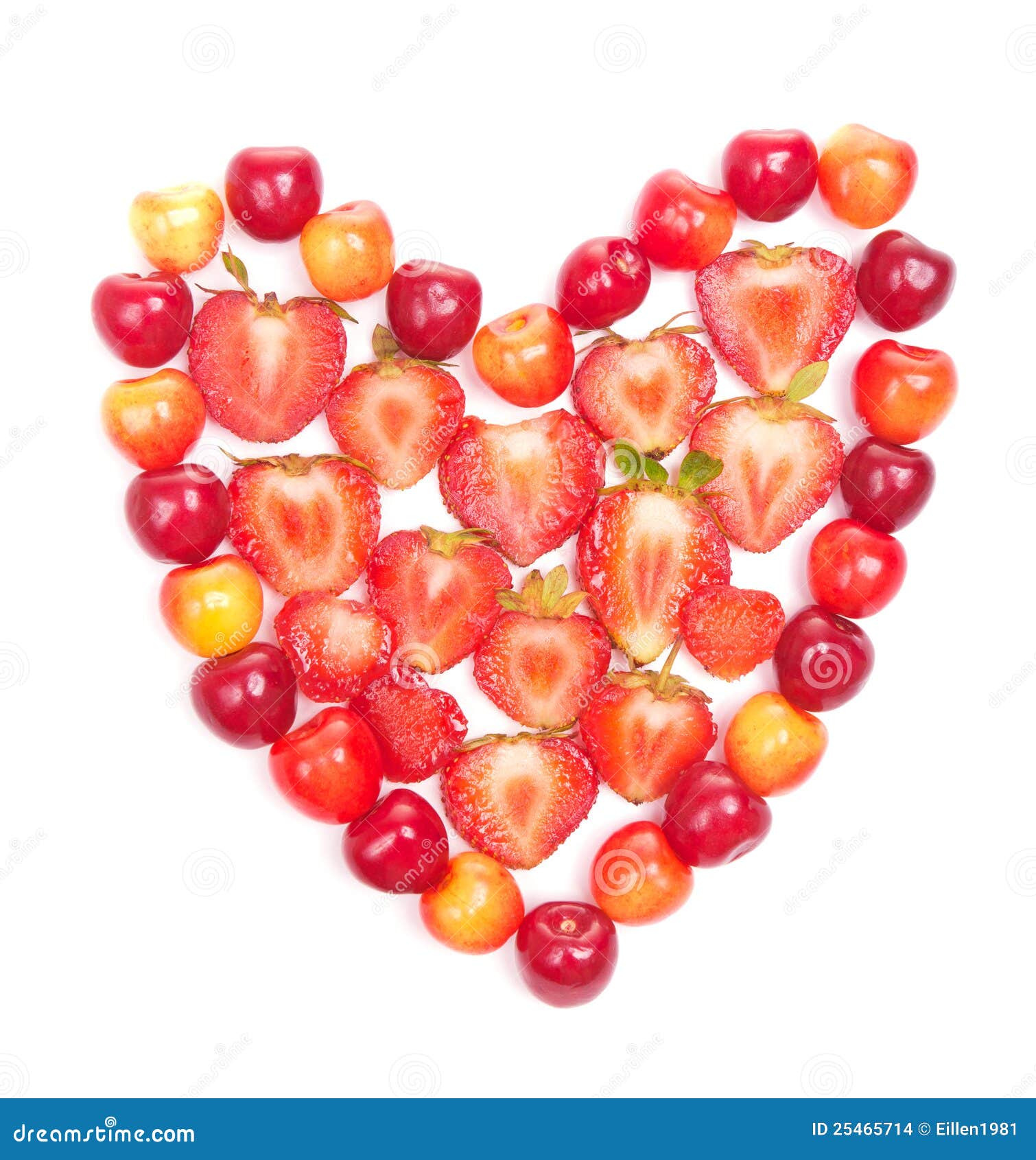 Cherries and Strawberries in Heart Shape Stock Photo Image of fruit
