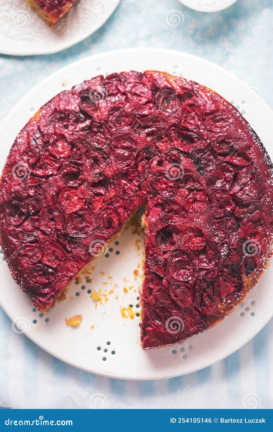 Cherry Almond Honey Upside Down Cake Stock Photo Image of diet