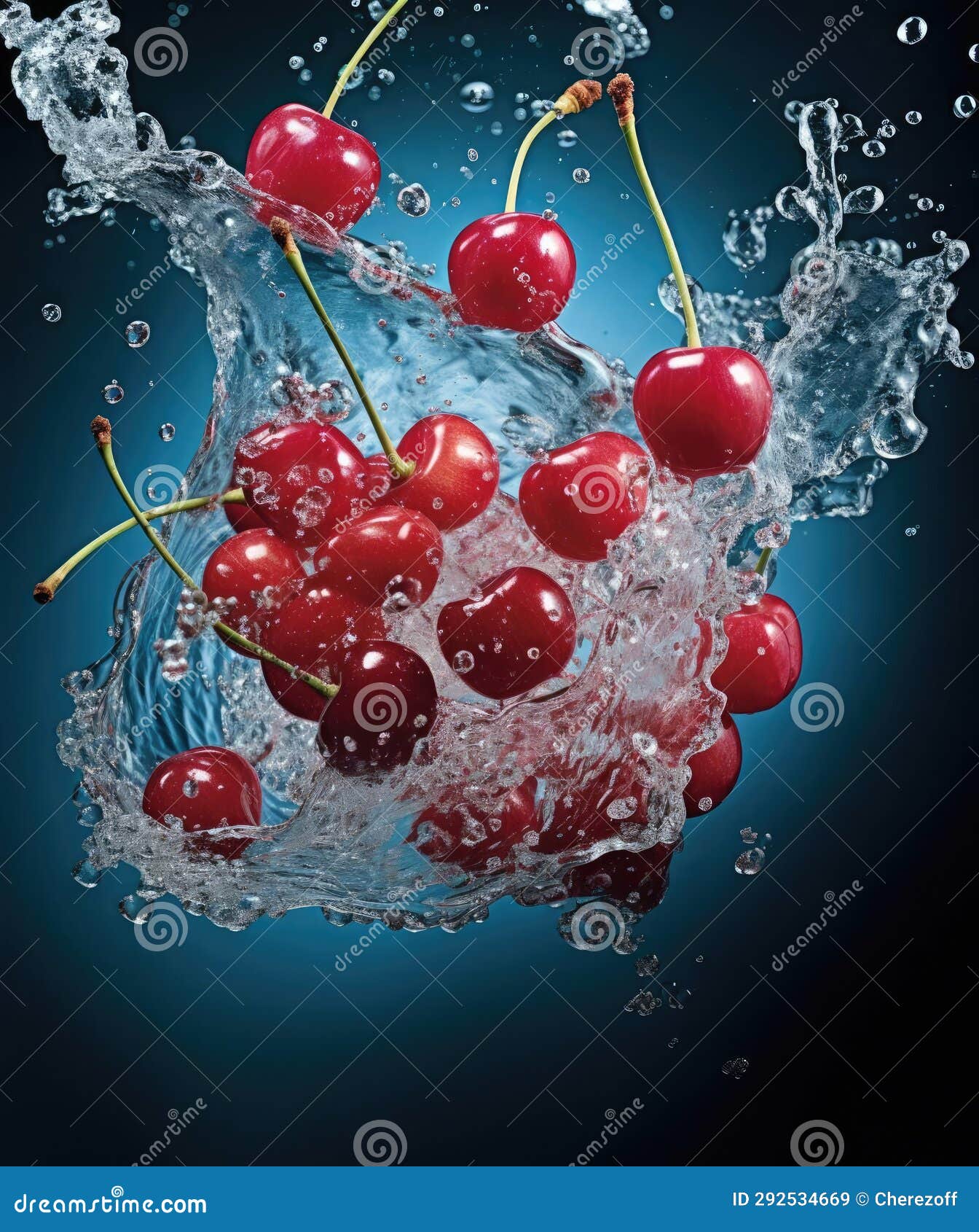 Cherry Berries Falling into the Water, Splashing Stock Image Image of