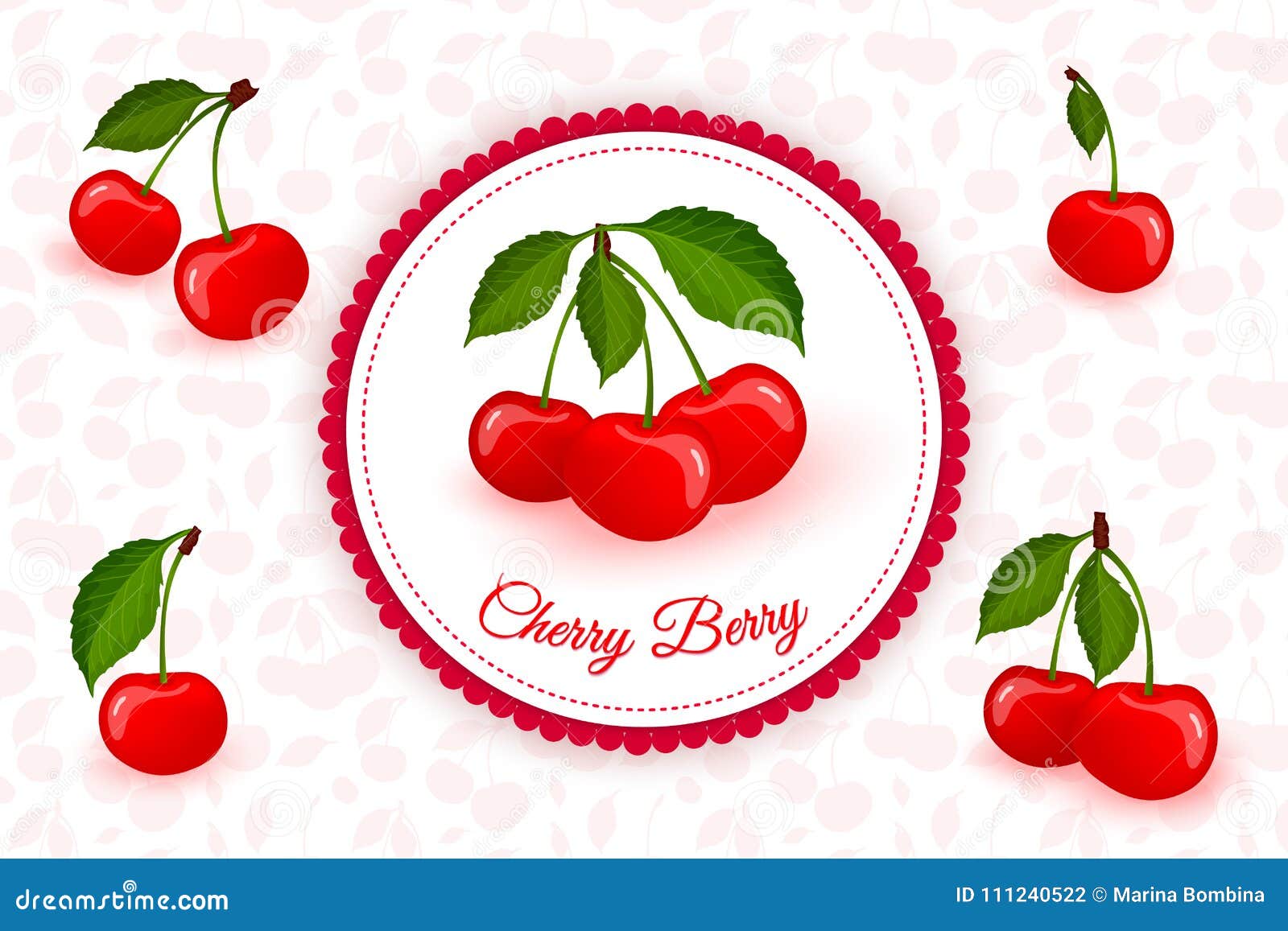 Cherry Berry Label Vector Background Stock Vector Illustration of vintage, healthy 111240522