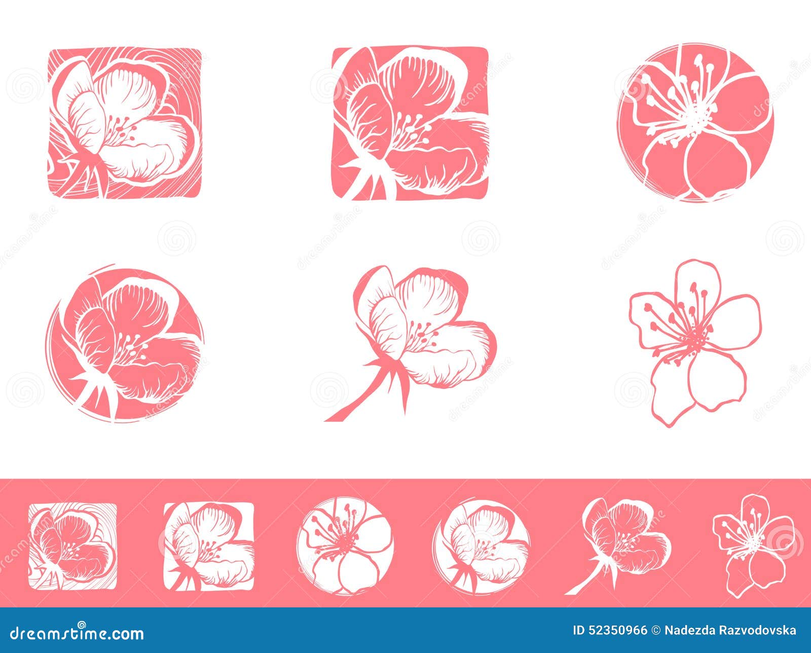 Cherry Blossom Logo Design Set Stock Vector Image 52350966