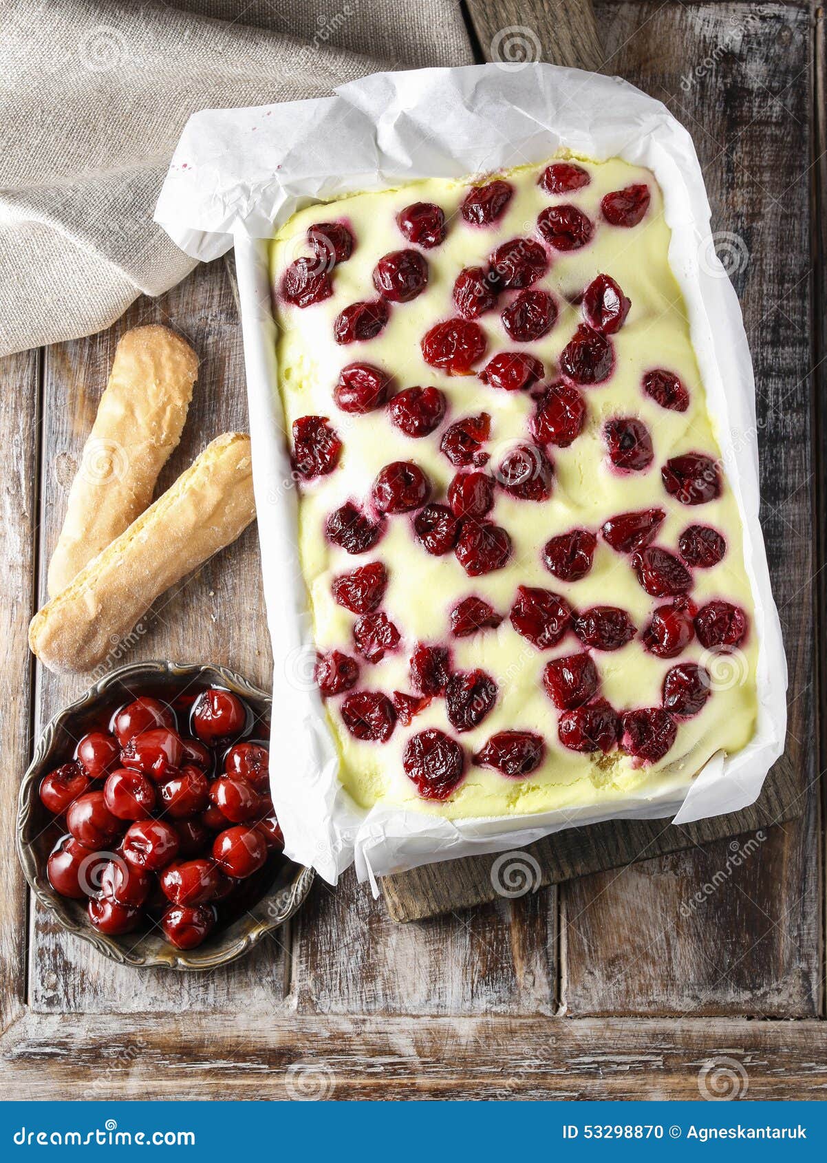 Cherry Cake with Lady Finger Biscuits Stock Photo Image of cherry