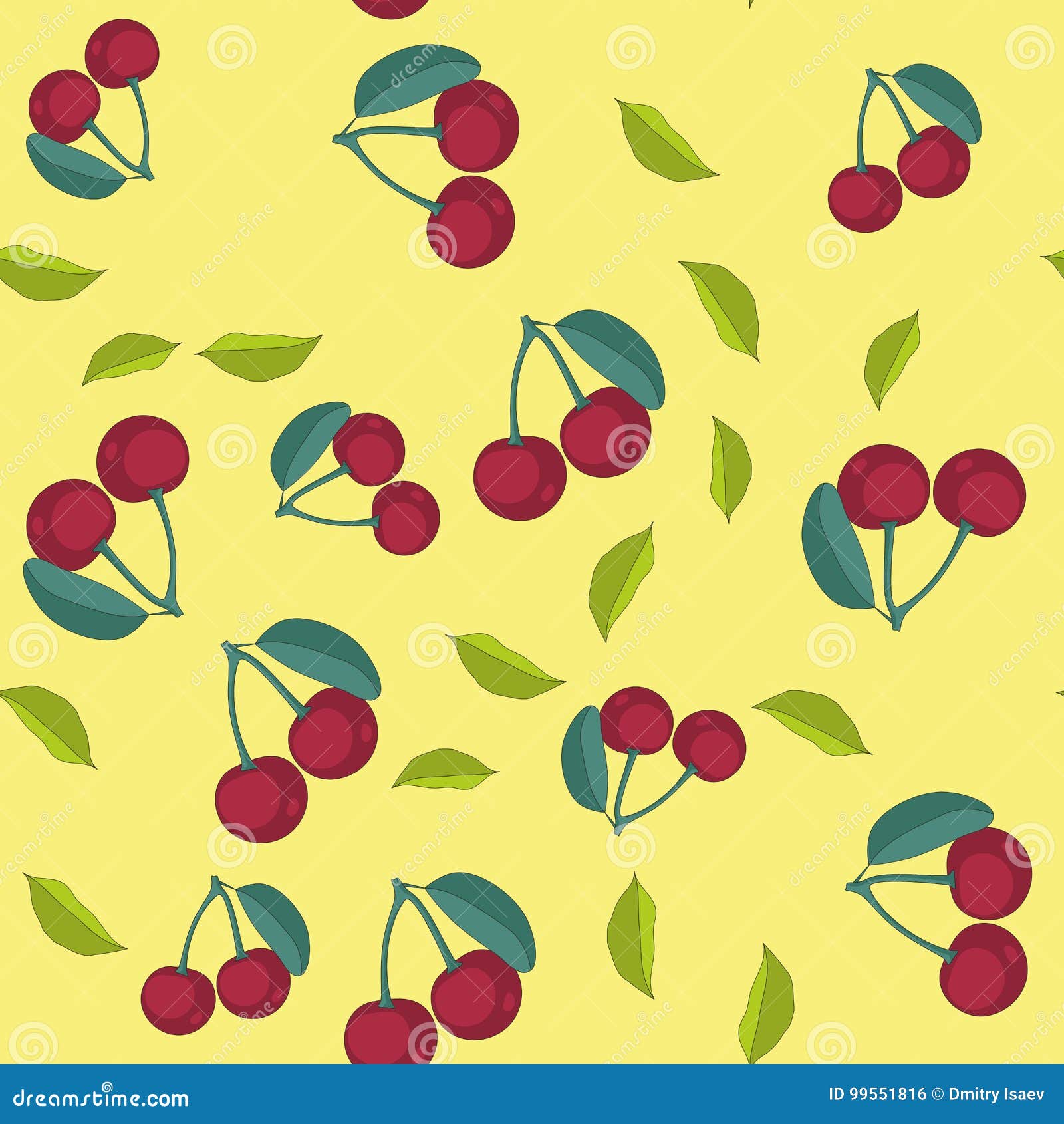 Cherry Cartoon Seamless Texture 654 Stock Vector Illustration of