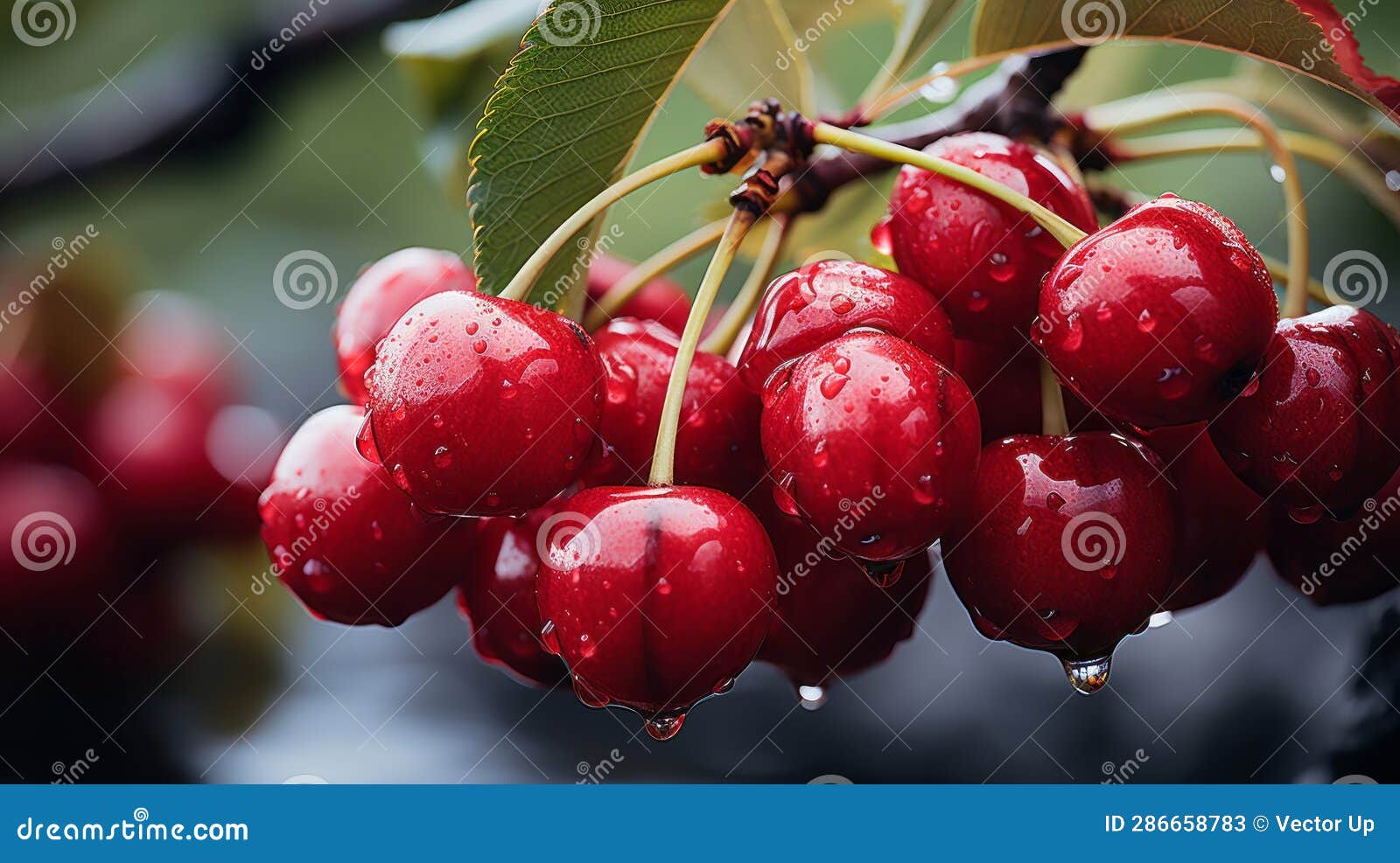 Cherry Closeup Shot. Generative AI. Stock Image Image of vitamin