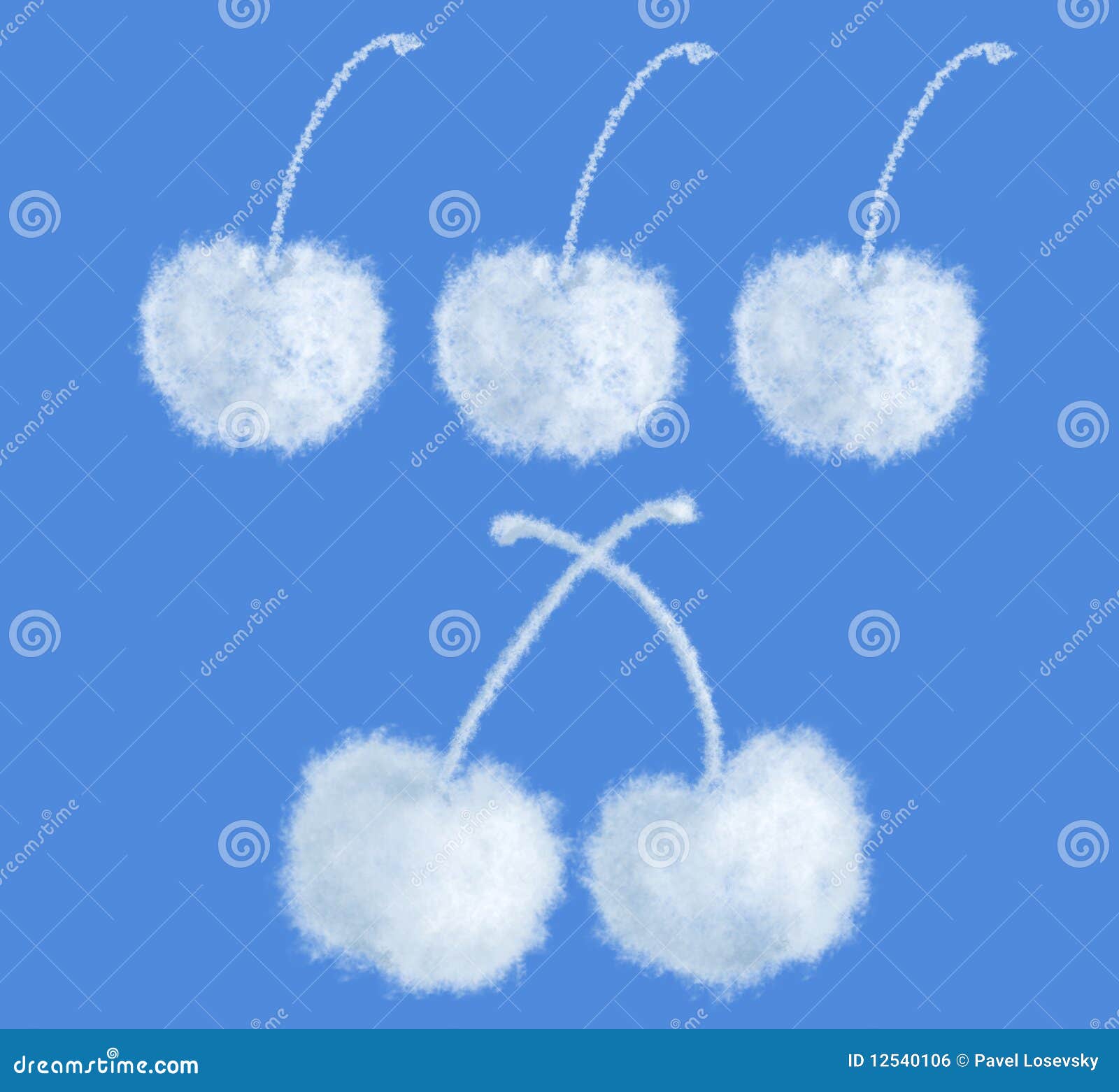 Cherry cloud on blue stock illustration. Illustration of love 12540106