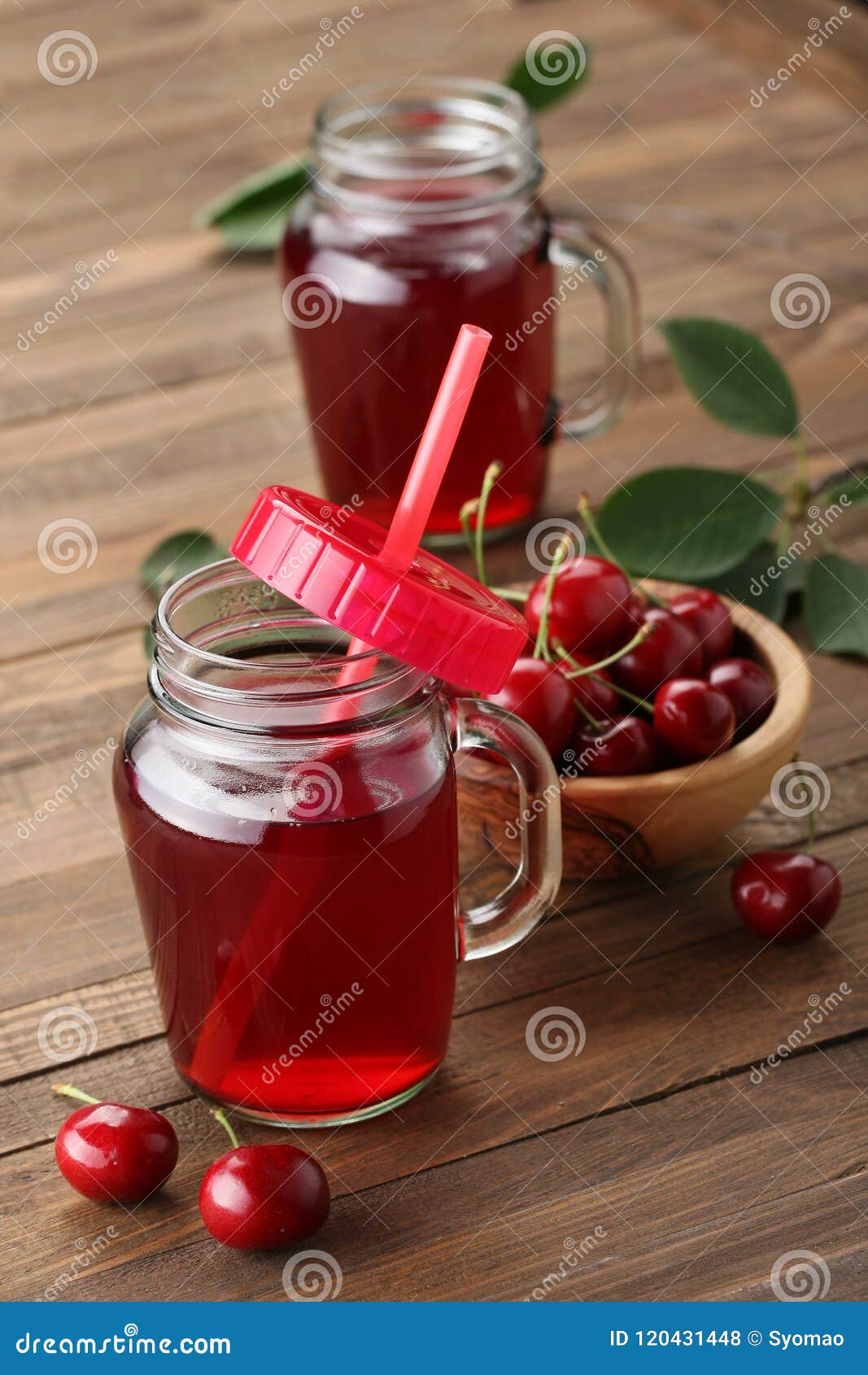 Cherry Compote in a Glass Jar with a Handle Stock Photo Image of