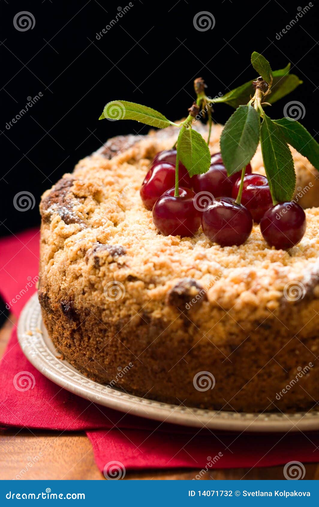 Cherry crumble cake stock photo. Image of selective, crumble 14071732