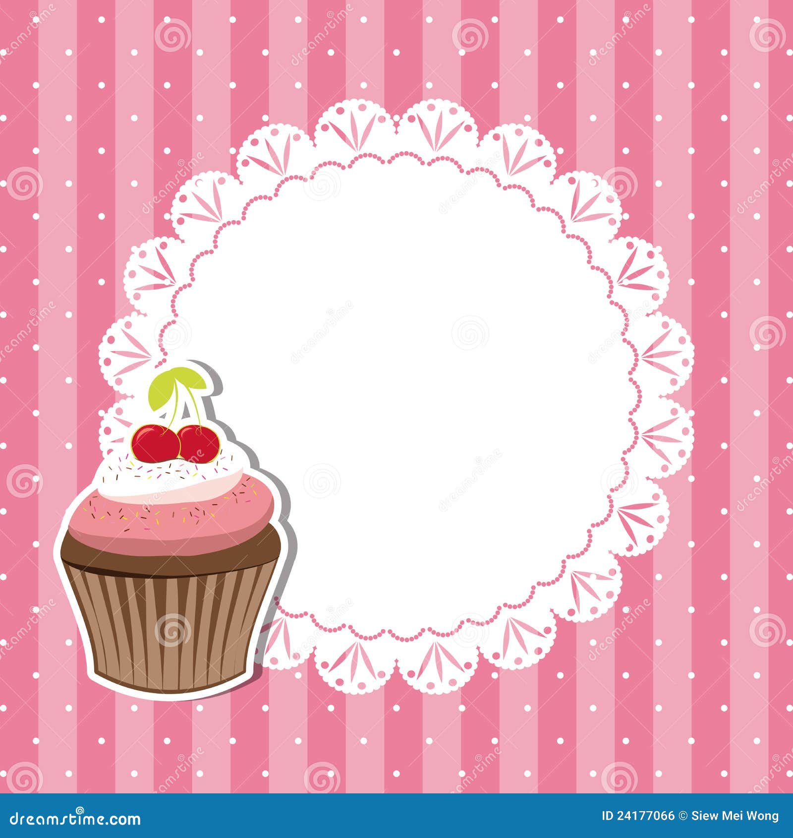 Cherry Cupcake Invitation Card Royalty Free Stock Image