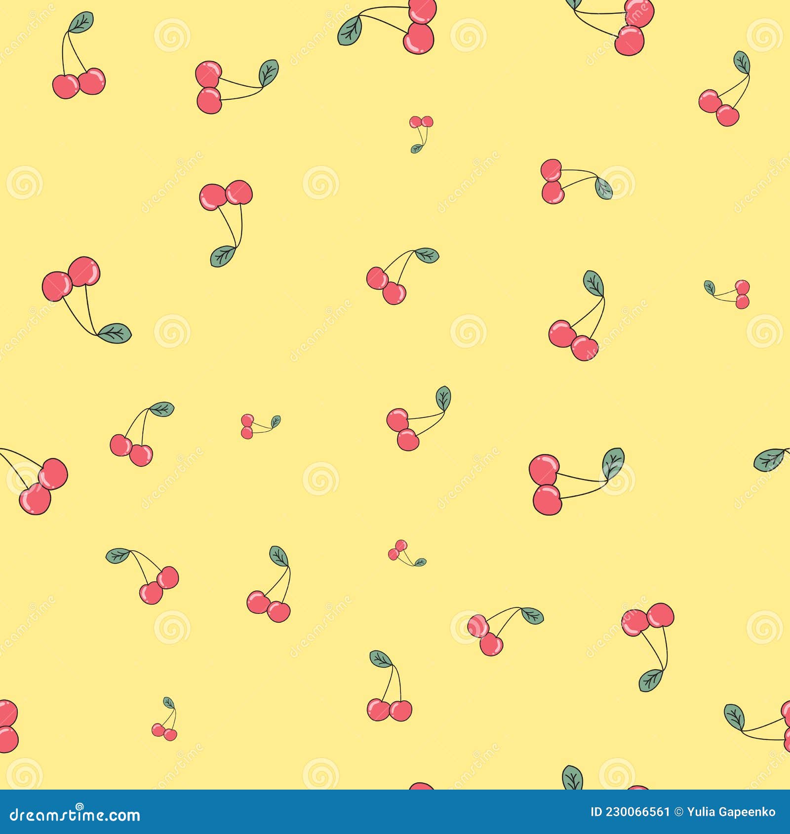 Cherry Cute Seamless Pattern Background for Kids Textile. Vector