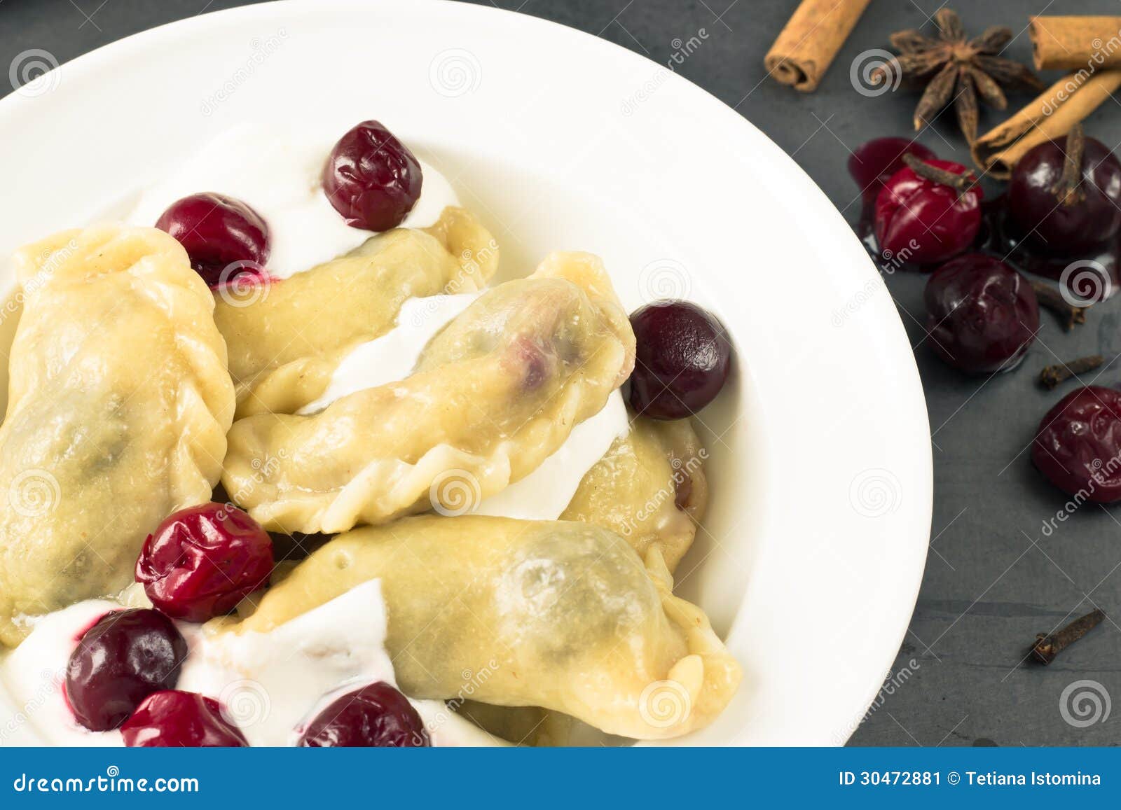 Cherry Dumplings With Sour Cherry Stock Image Image Of Fruity Dumpling 30472881
