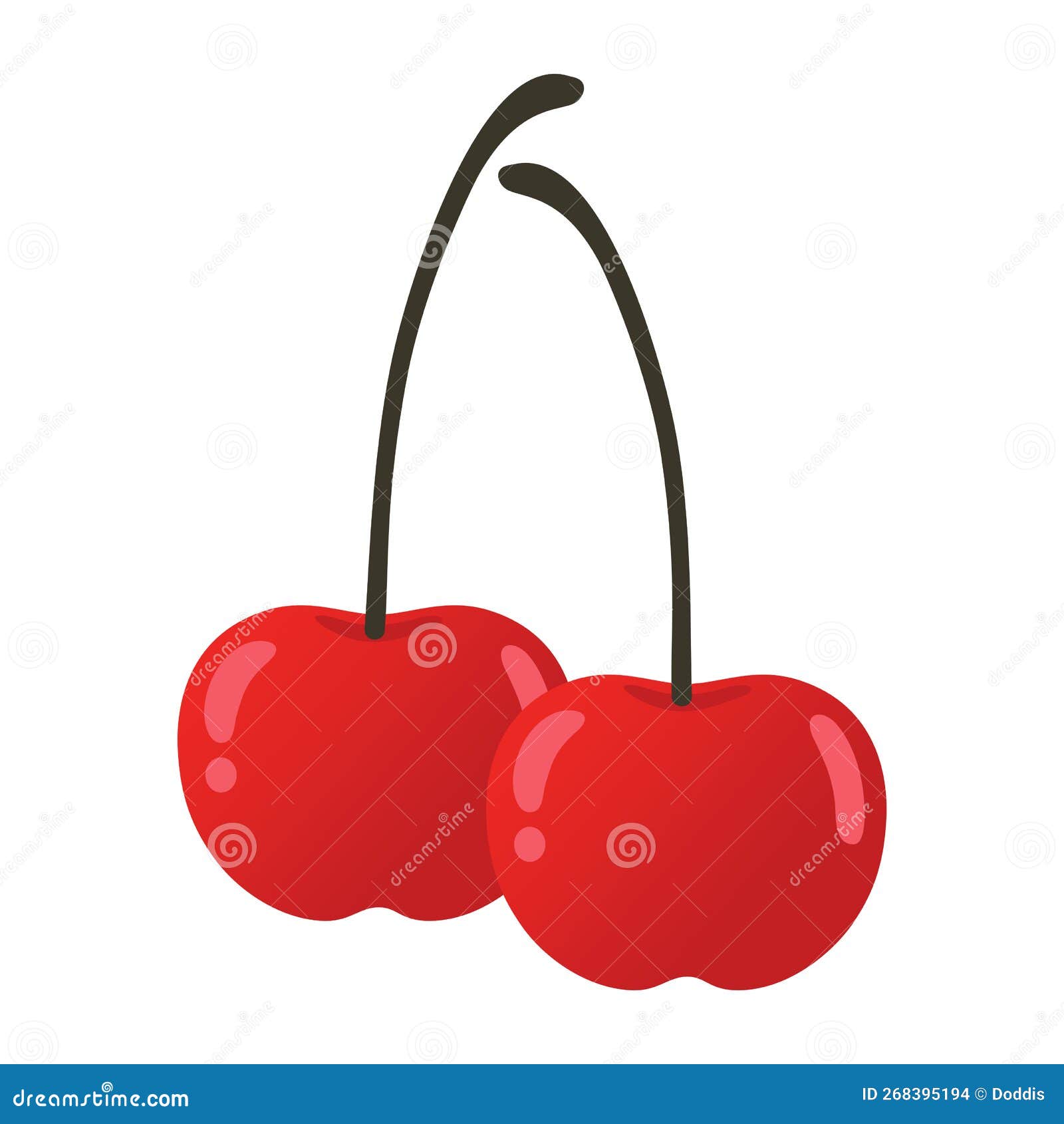 Cherry Fruit Cartoon Illustration Flat Design Vector Art Icon Stock