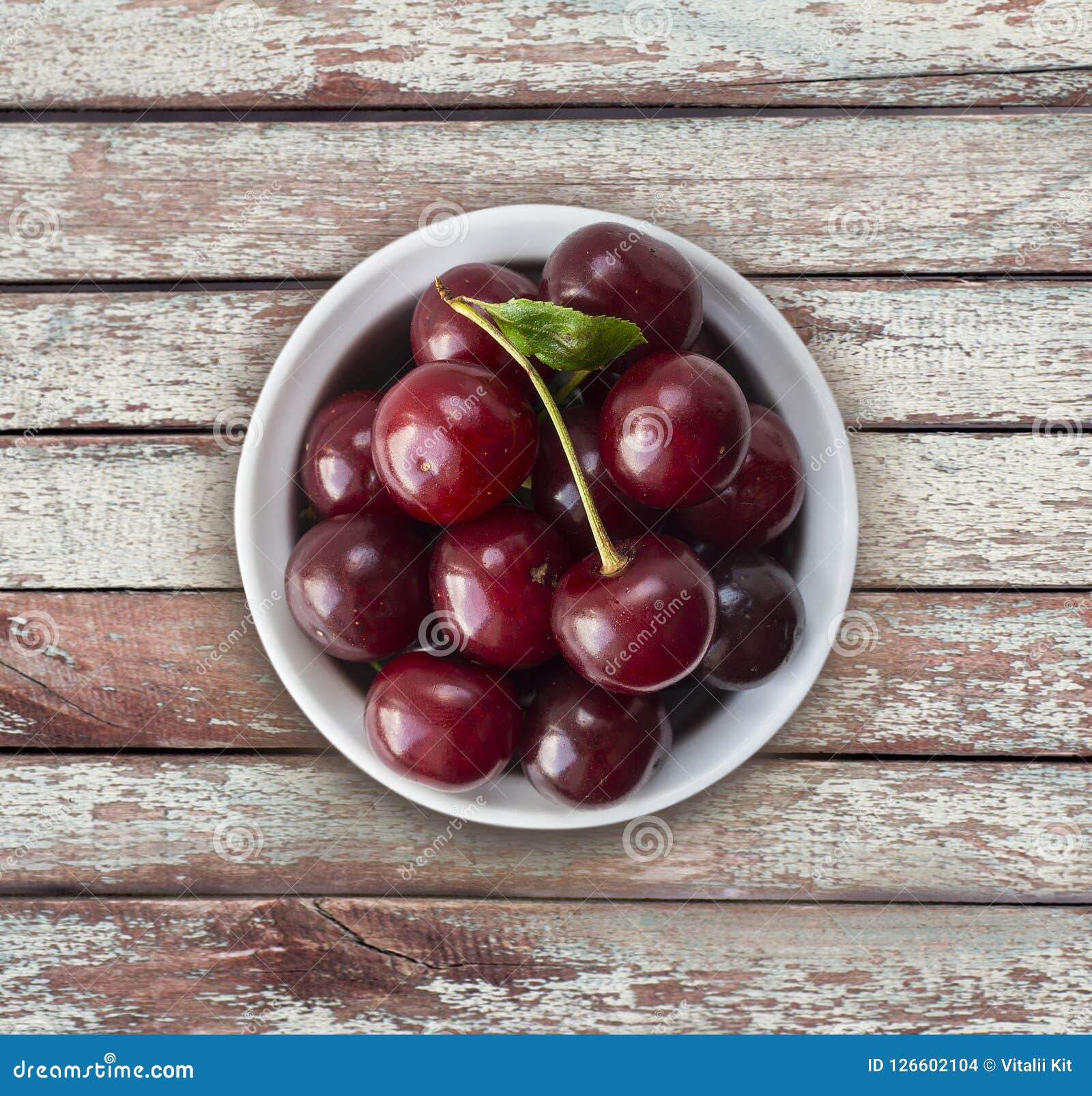 Cherry Fruit. Cherries with Copy Space for Text. Top View. Background