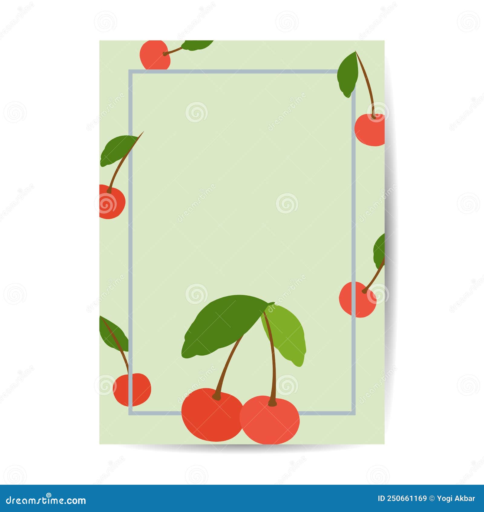 Cherry Fruit Flat Design Style Vector Cover Illustration Stock Vector