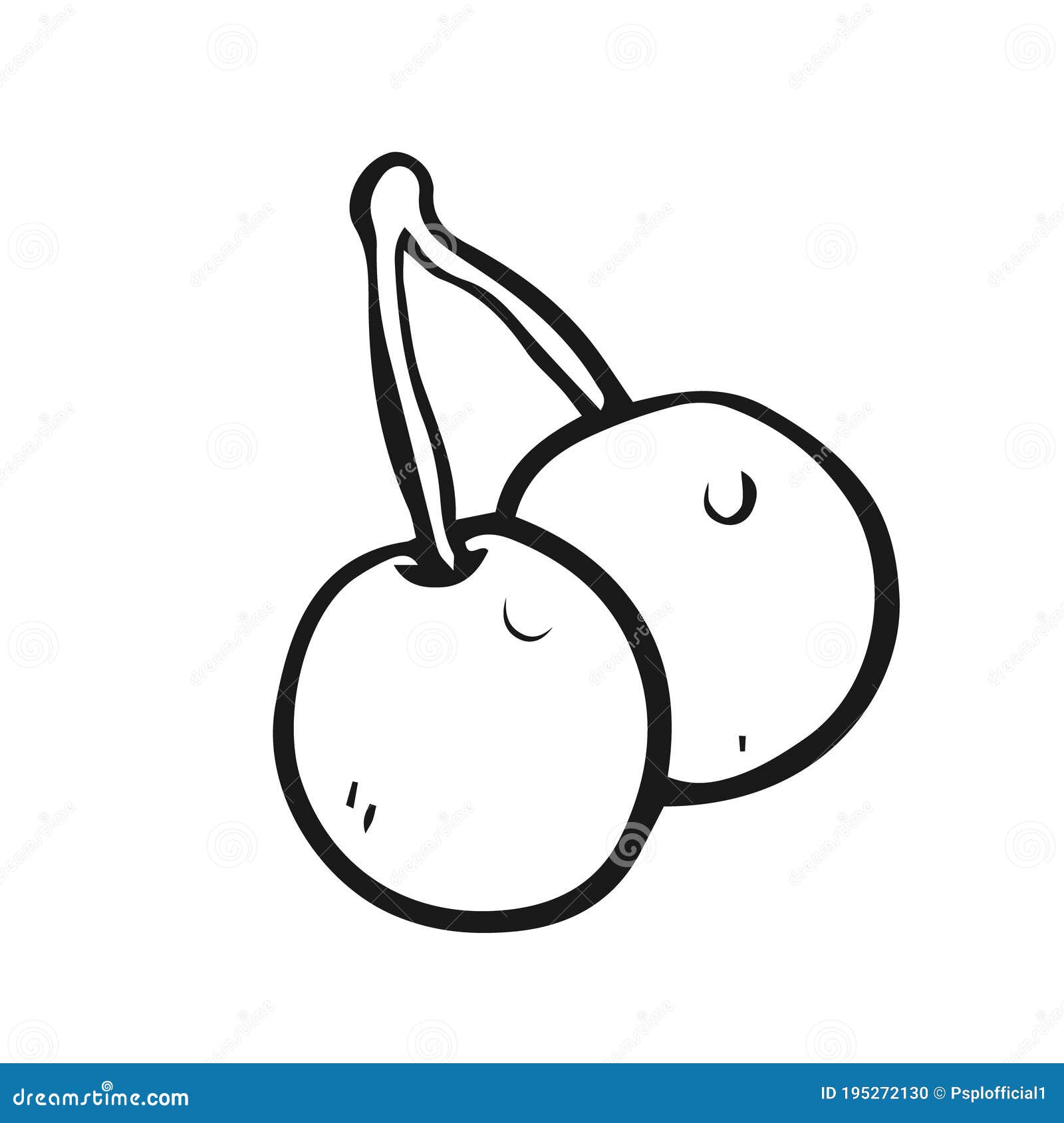 Cherry Fruit Outline Design Vector Stock Vector Illustration of outline, hand 195272130