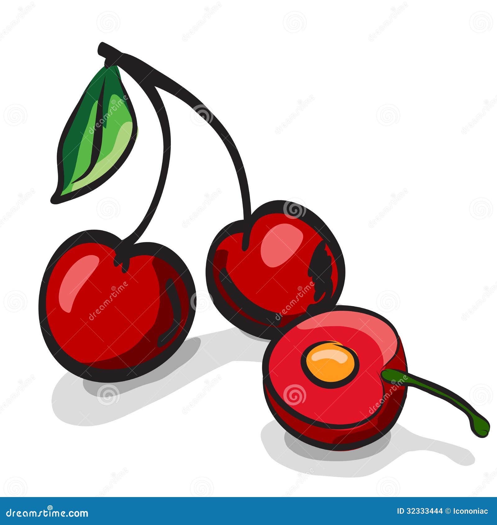 Cherry Fruits Sketch Drawing Set Stock Illustration Illustration of