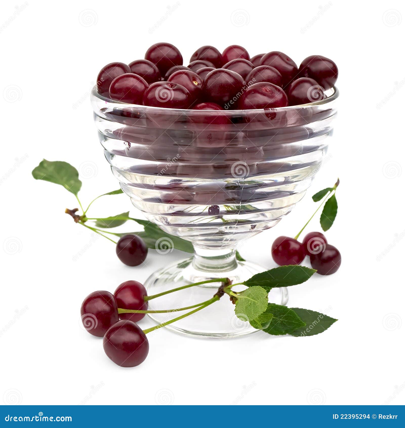 Cherry in a glass bowl stock photo. Image of group, nutrition 22395294