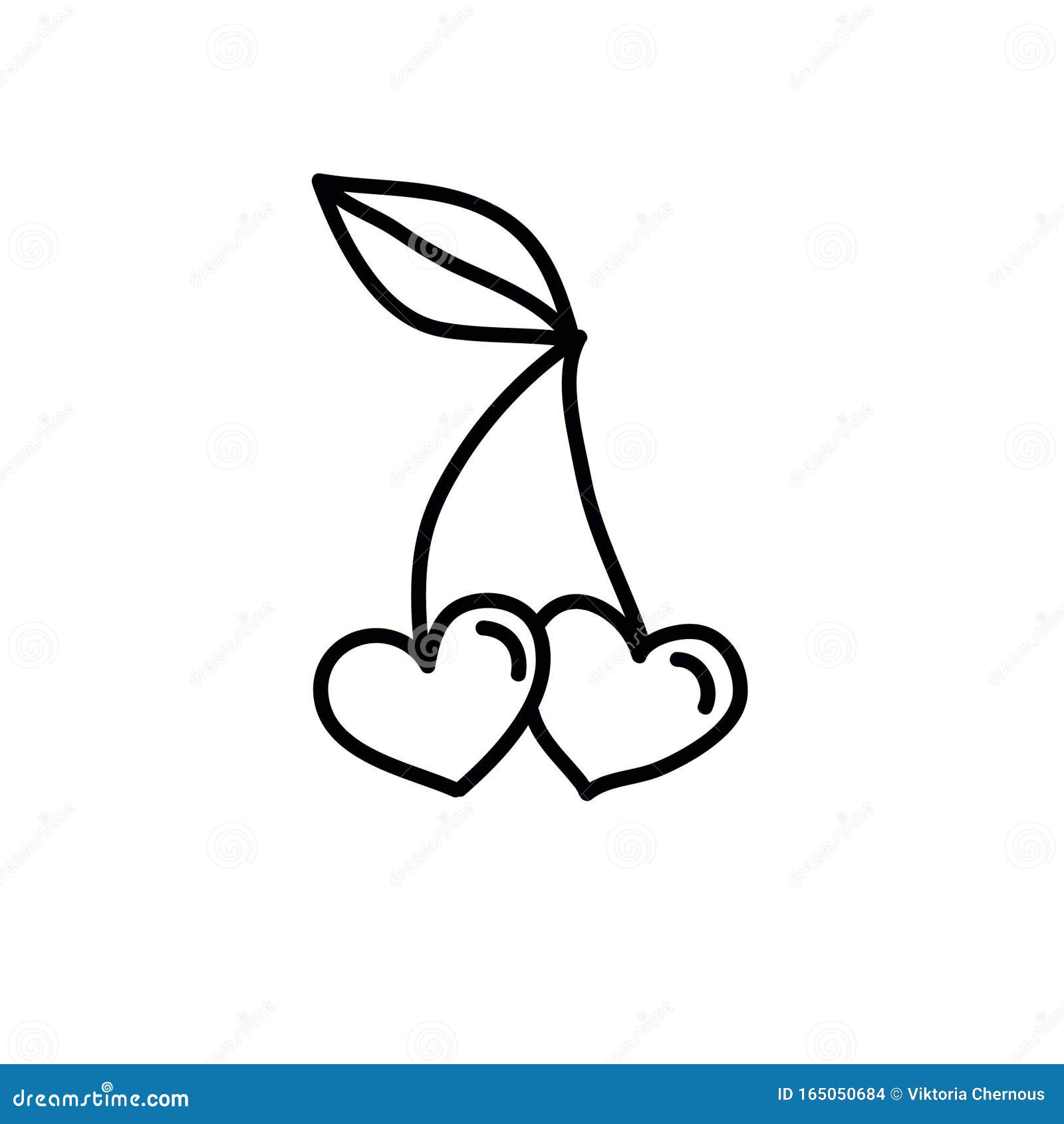 Cherry Hearts Doodle Icon, Vector Illustration Stock Illustration ...