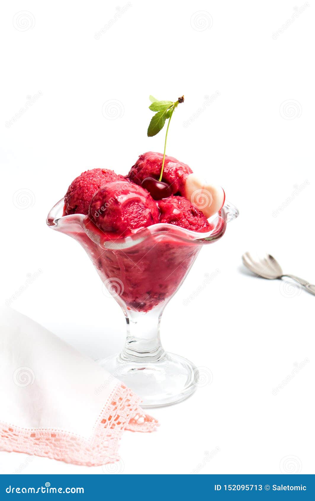 Cherry Ice Cream Scoops In A Cup Stock Image - Image of ...
