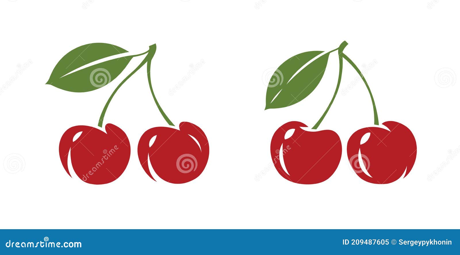 Cherry Icon, Symbol. Pair of Red Cherries, Fruit Vector Illustration Stock Vector Illustration