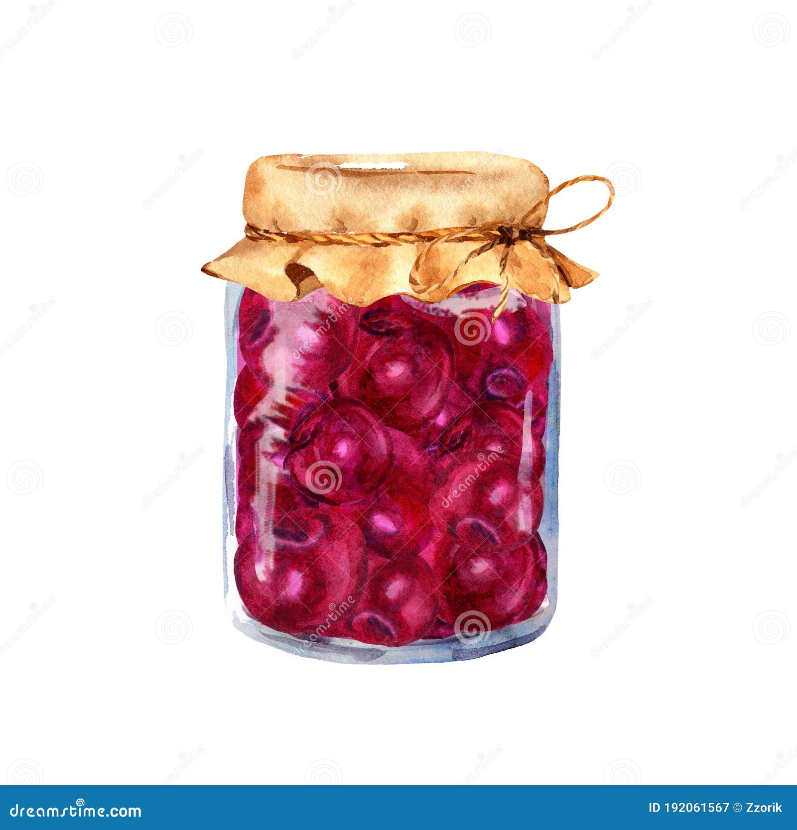 Download Cherry Jam In Glass Jar. Watercolor Food Illustration Stock Illustration - Illustration of ...